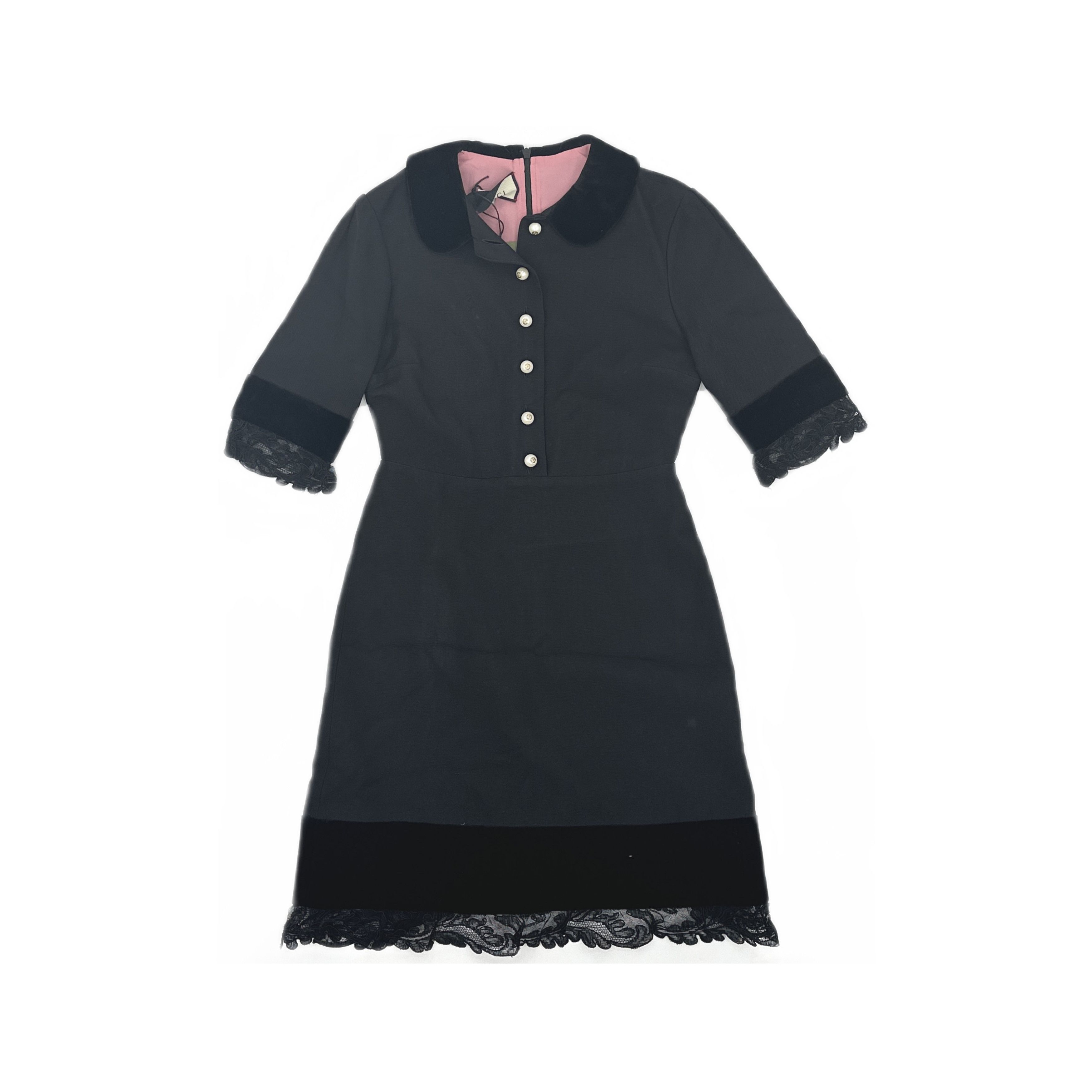 Gucci Gucci Pearl Button Lace Trim Mini Dress Size 38 Size XS / US 0-2 / IT 36-38 - 1 Thumbnail
