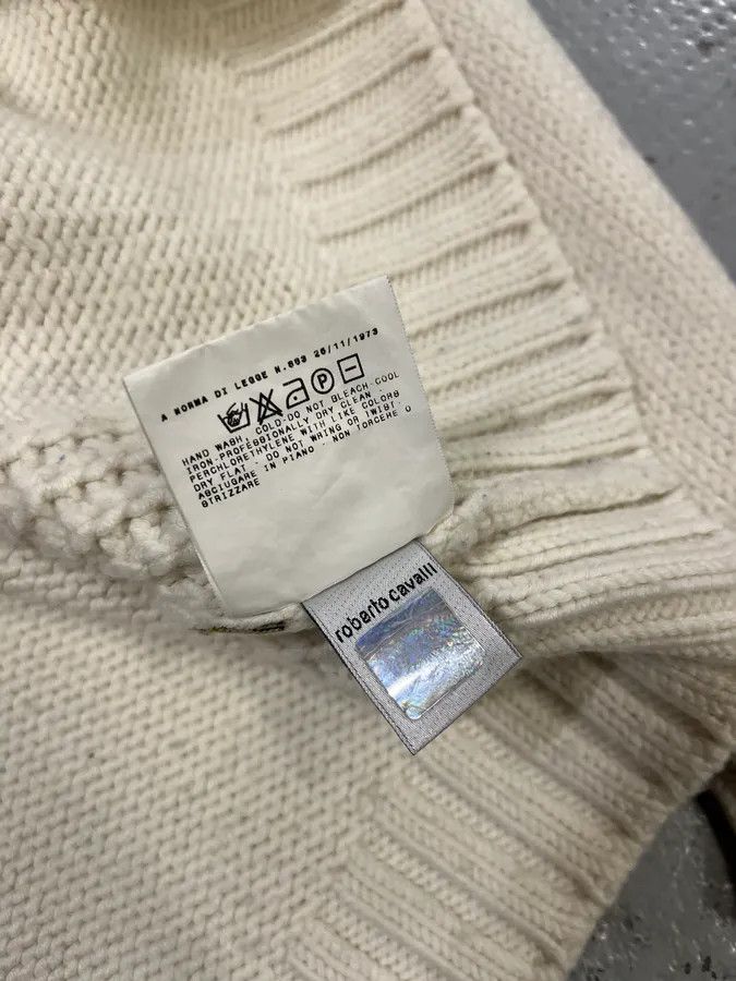 Just Cavalli 2000s Cavalli Cream Faded Wool Sweater Size US M / EU 48-50 / 2 - 10 Thumbnail