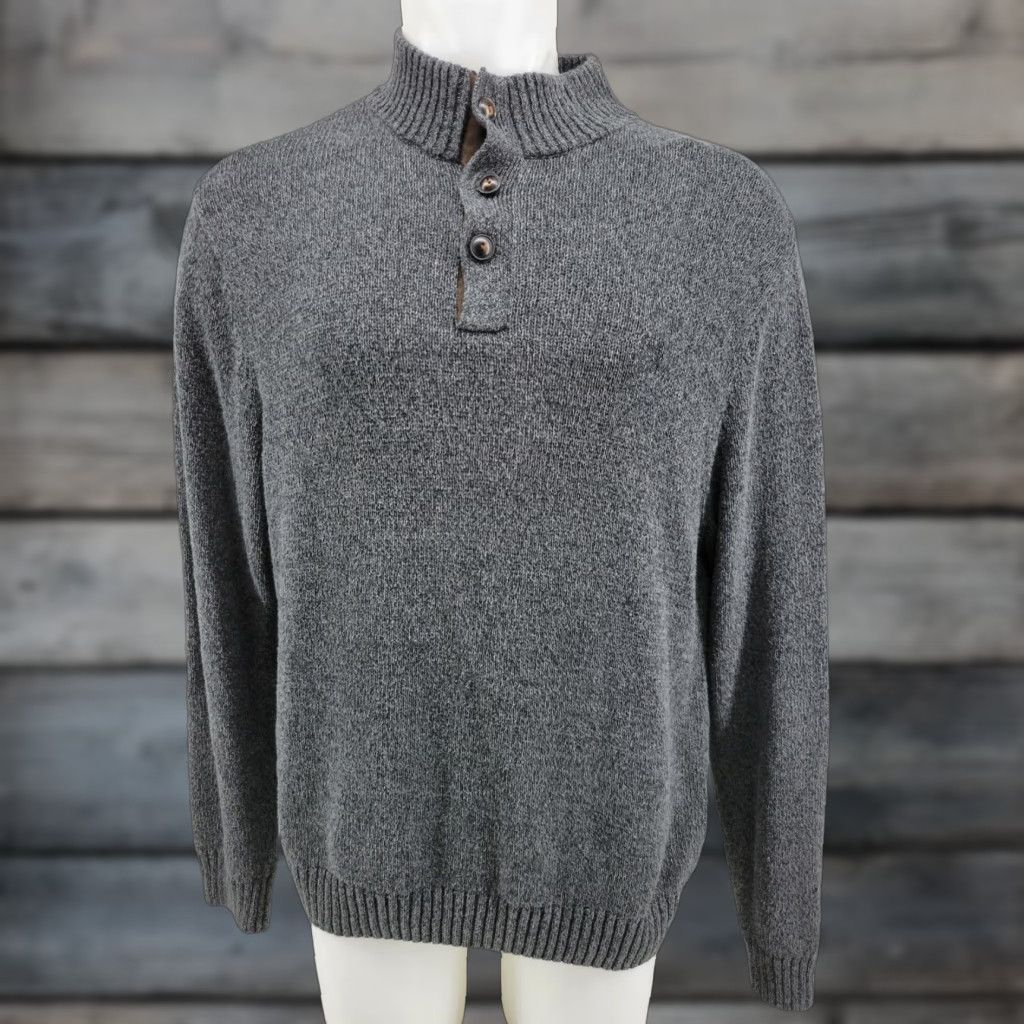 Chaps Chaps Sweater 3 Button Cotton Men's Large Gray Knit Mock Neck Button Accents Vintage No Size US L / EU 52-54 / 3 - 1 Thumbnail