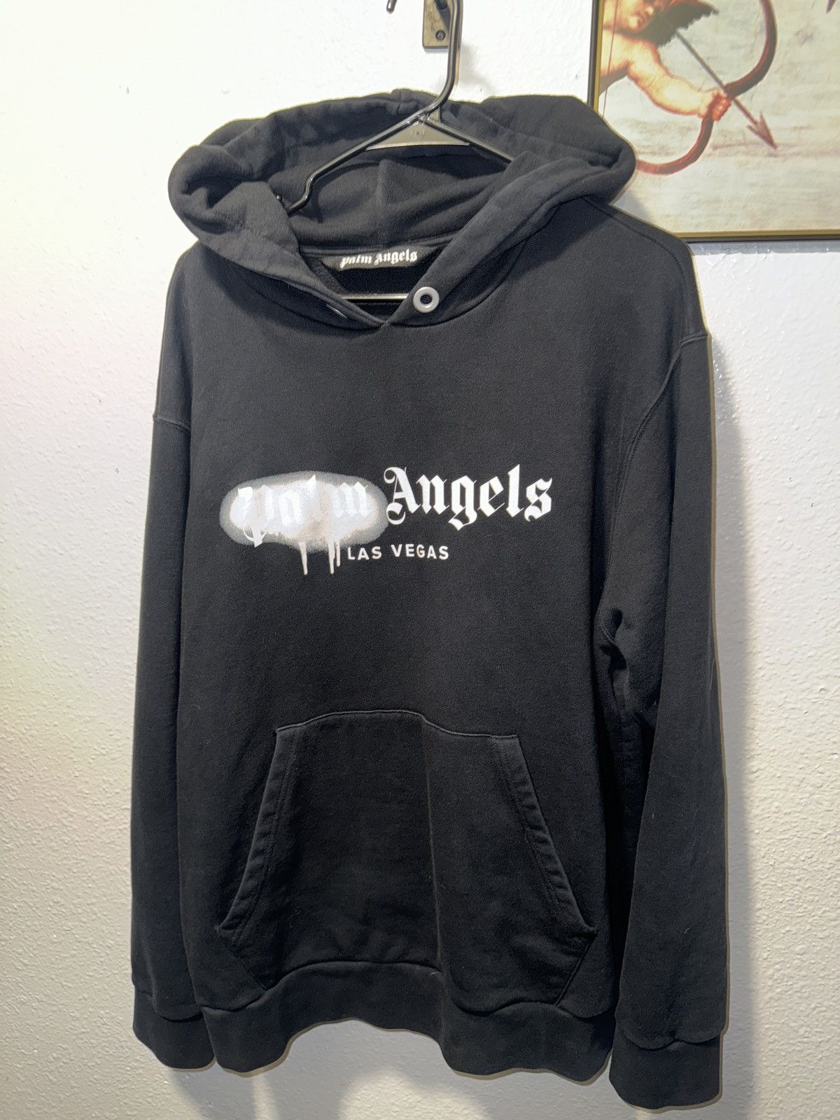 Palm Angels Palm Angels Las Vegas Sprayed Hoodie Black/White Large Size US L / EU 52-54 / 3 - 1 Thumbnail