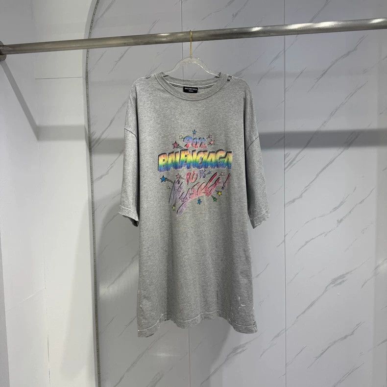 Balenciaga Splattered Cartoon Logo Printed Short Sleeve +