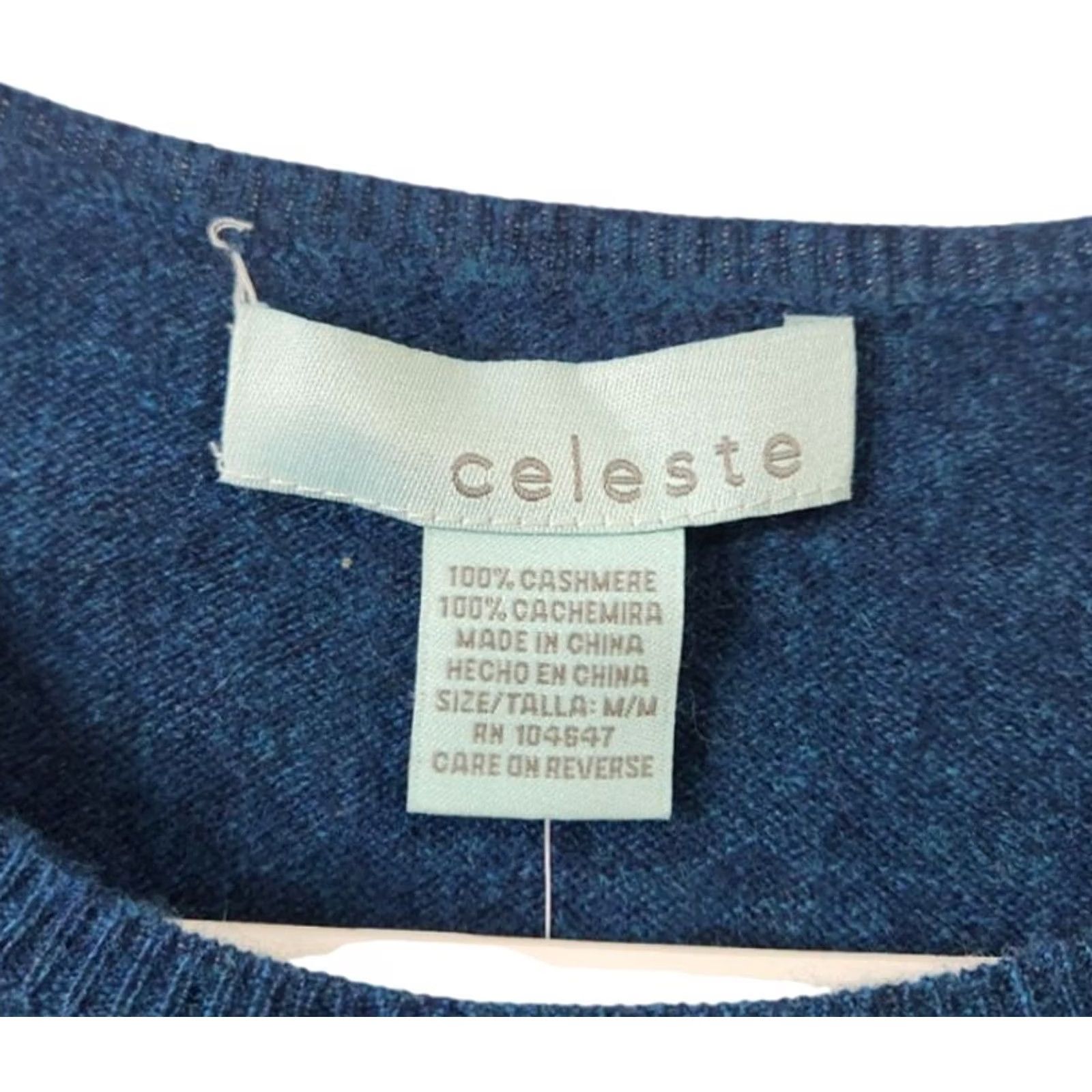 Vintage Celeste Womens M Cashmere Pullover Sweater Crewneck Long Sleeve Teal Size M / US 6-8 / IT 42-44 - 5 Thumbnail