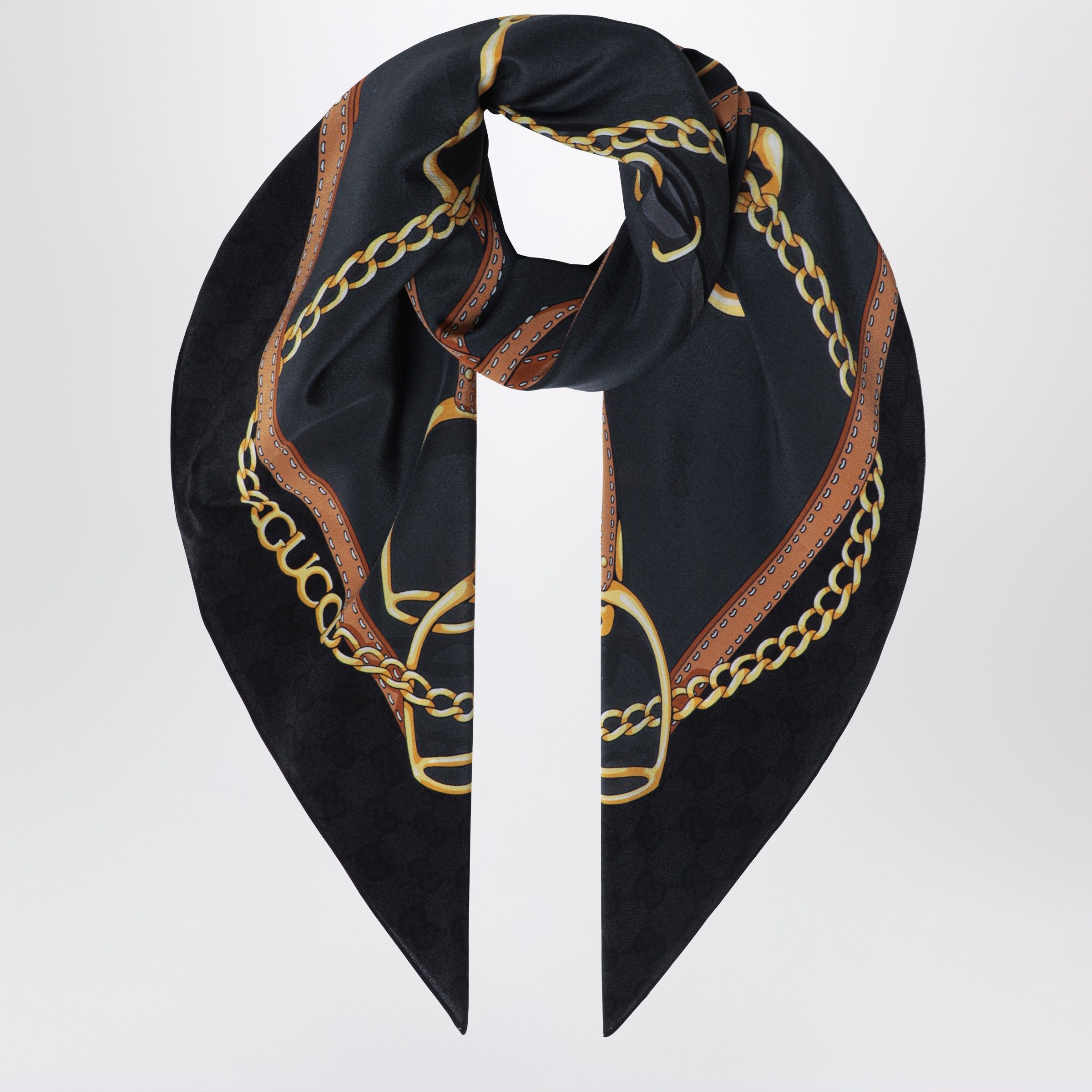 Gucci Gucci Printed Silk Crãªpe Carre In Black/Grey Size ONE SIZE - 1 Preview