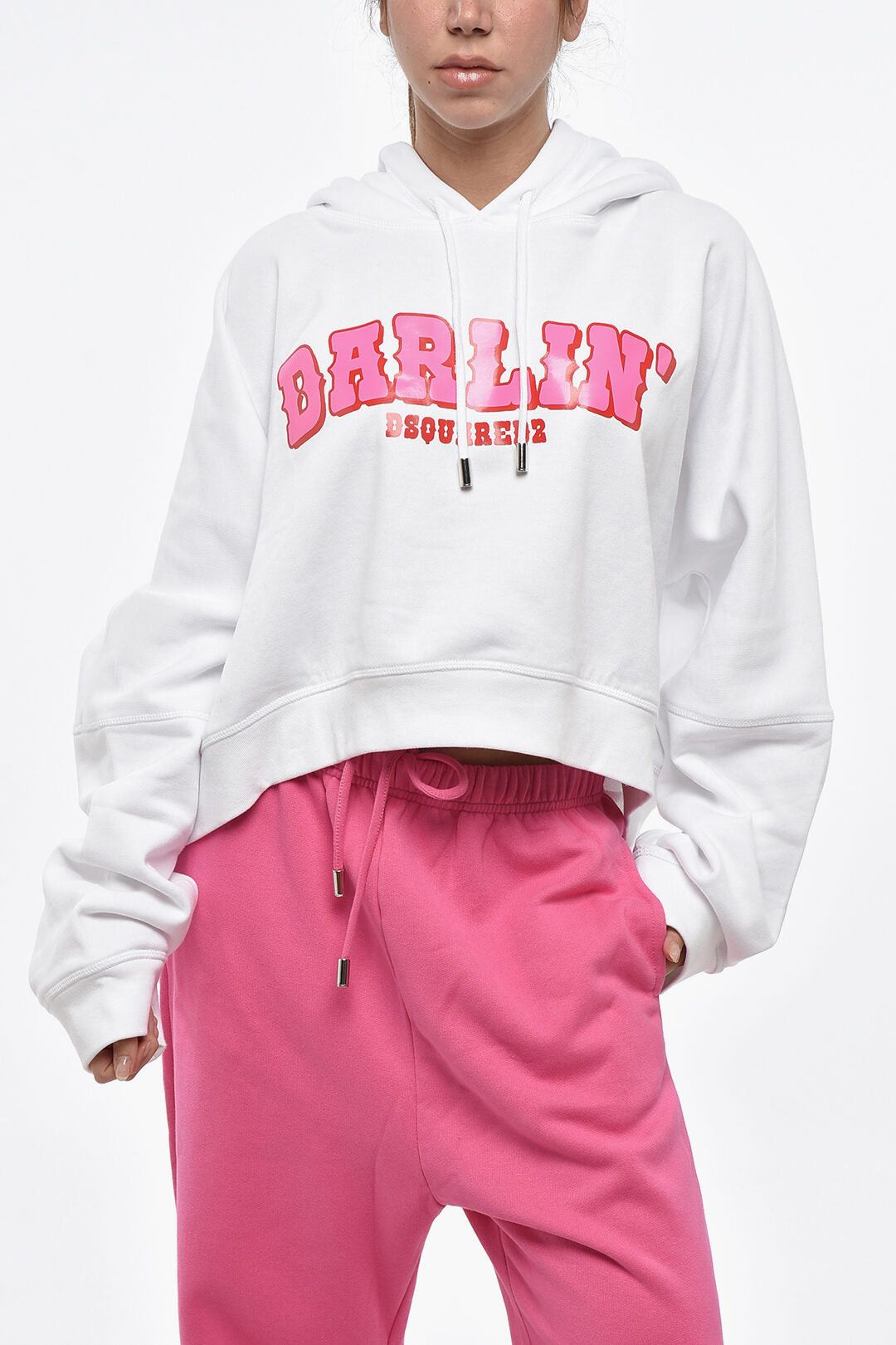 Dsquared2 Hoodie Cropped ONION Cotton Fleece Size M / US 6-8 / IT 42-44 - 1 Thumbnail