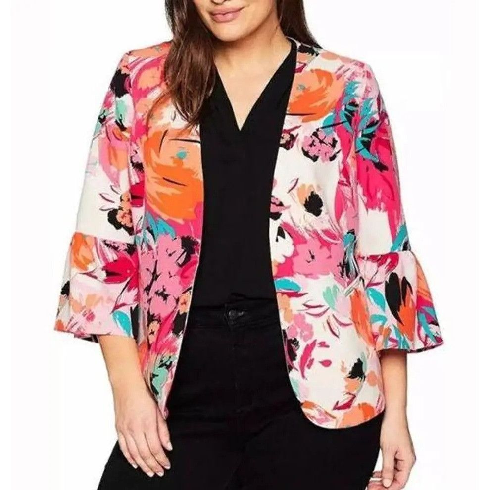 Nine West Nine West Womens Floral Bell Quarter Sleeve Blazer Size 12 Size XL / US 12-14 / IT 48-50 - 3 Thumbnail
