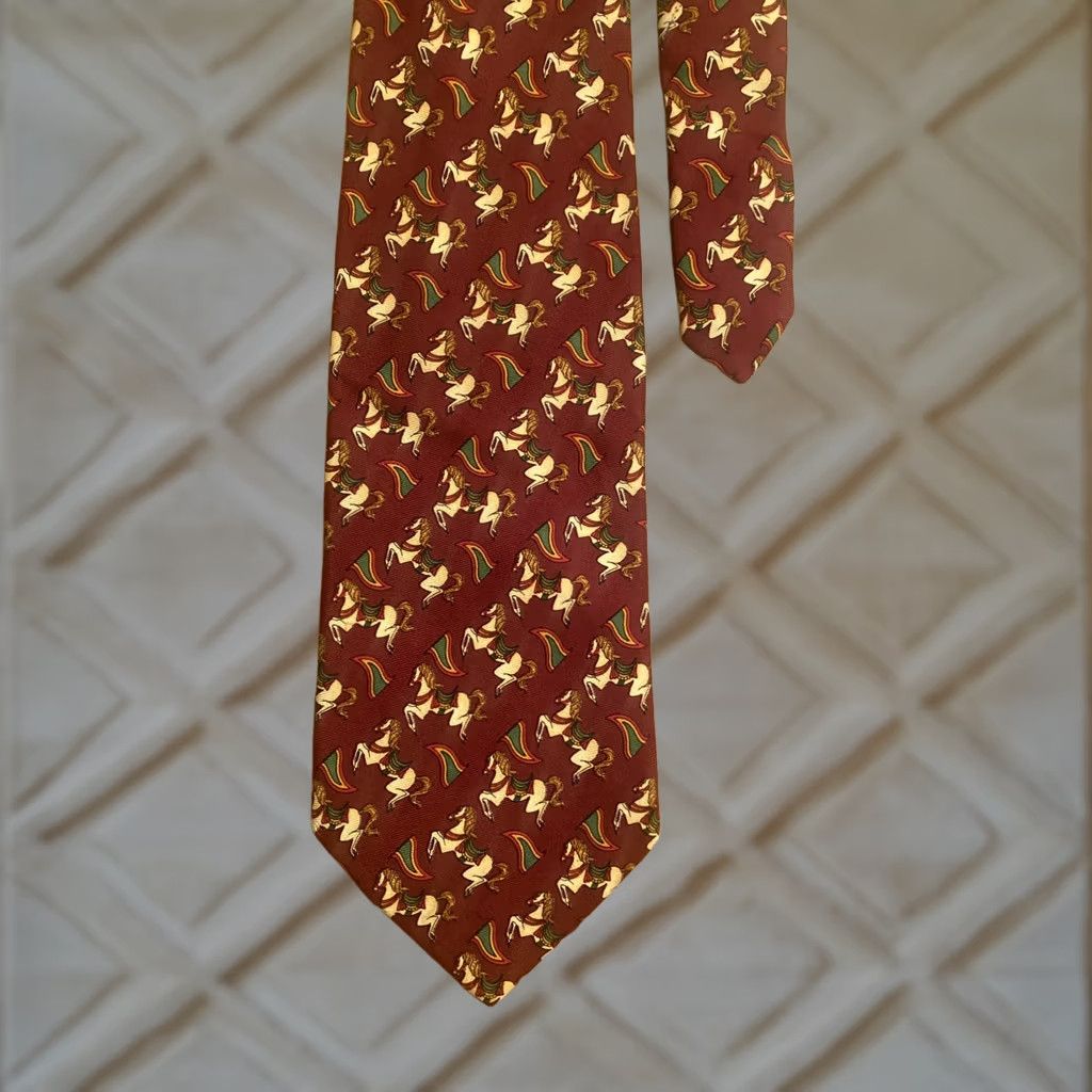 Brooks Brothers Brooks Brothers Makers Mens Tie Red Horses Saddles Silk 58" Tie Classic Necktie Size ONE SIZE - 1 Thumbnail