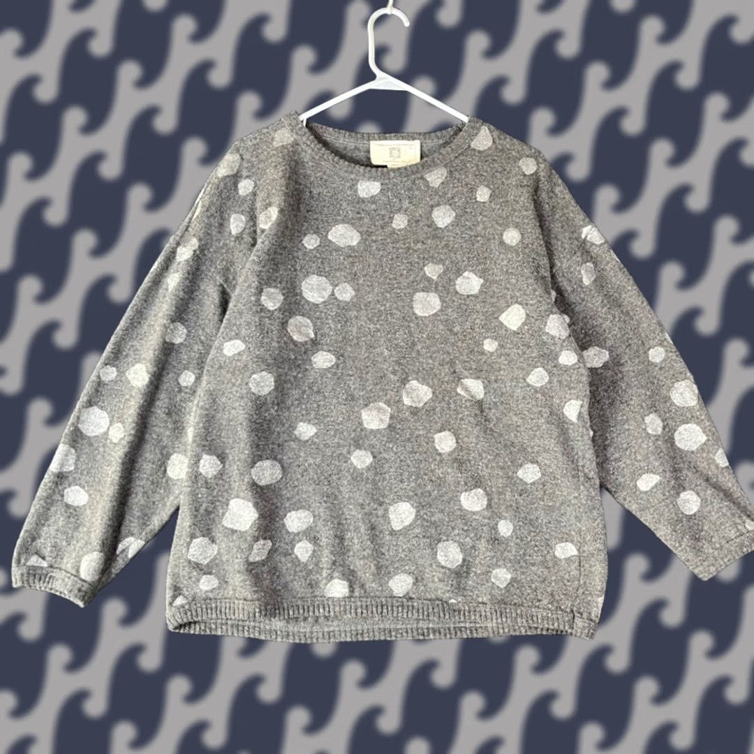 Anne Klein VINTAGE Anne Klein Sweater Gray 100% Wool Polka Dot Womens Medium Size M / US 6-8 / IT 42-44 - 1 Thumbnail