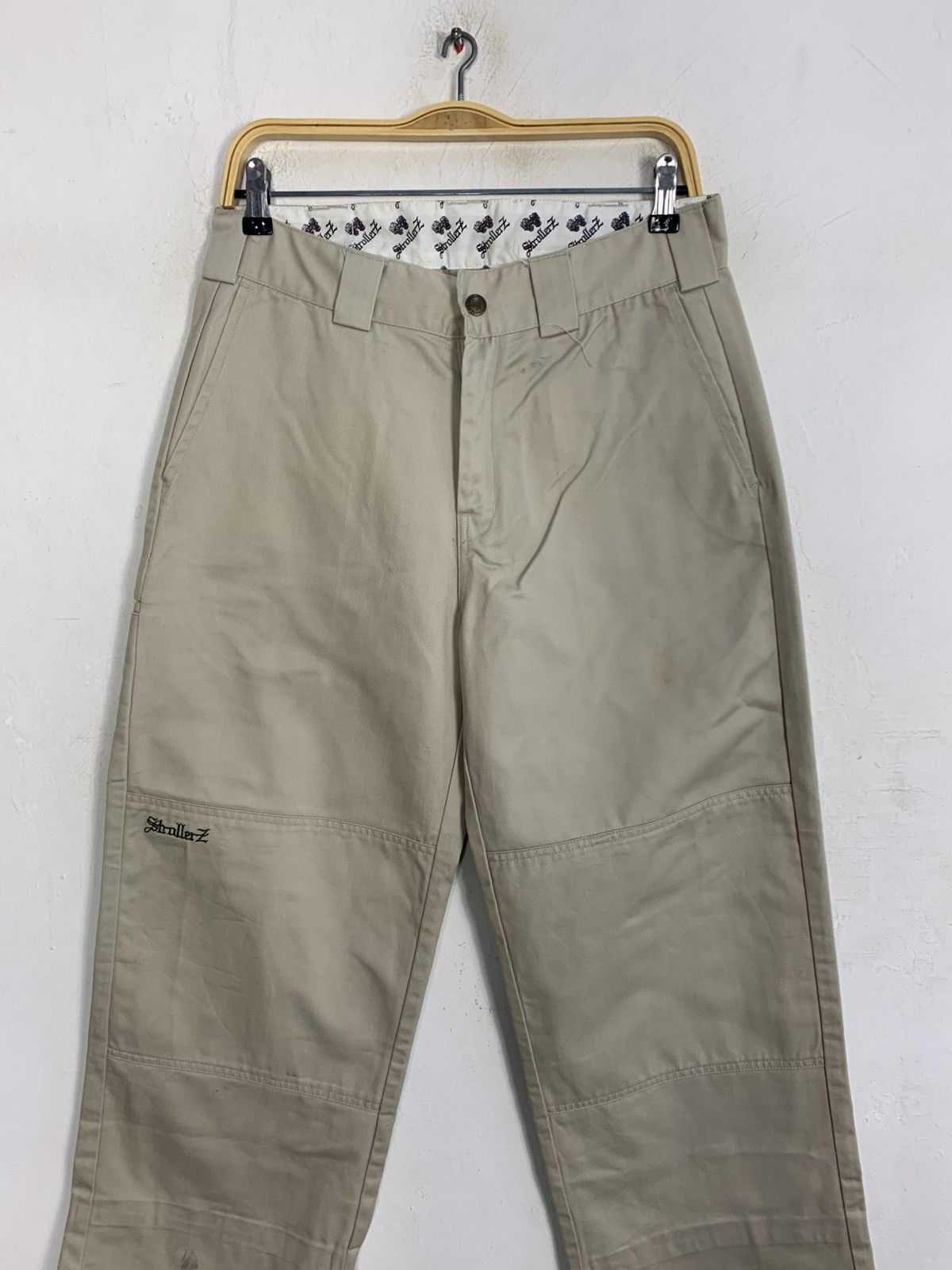 Japanese Brand Stroller Z Los Angeles Tan Suede Khakis Baggy Double Knee Size US 31 - 3 Thumbnail