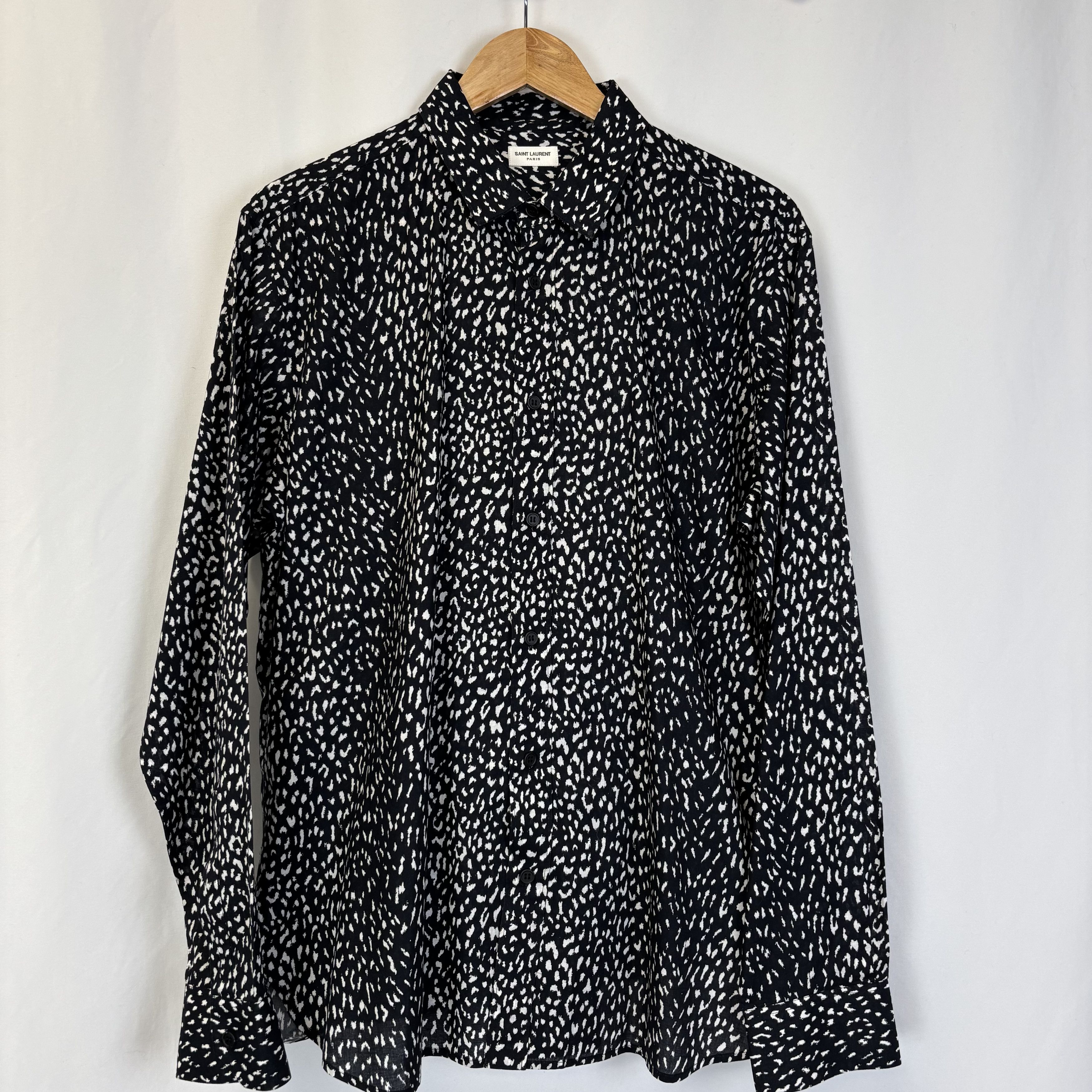 Saint Laurent Paris Saint Laurent Black & White Leopard Shirt Size US XL / EU 56 / 4 - 1 Thumbnail