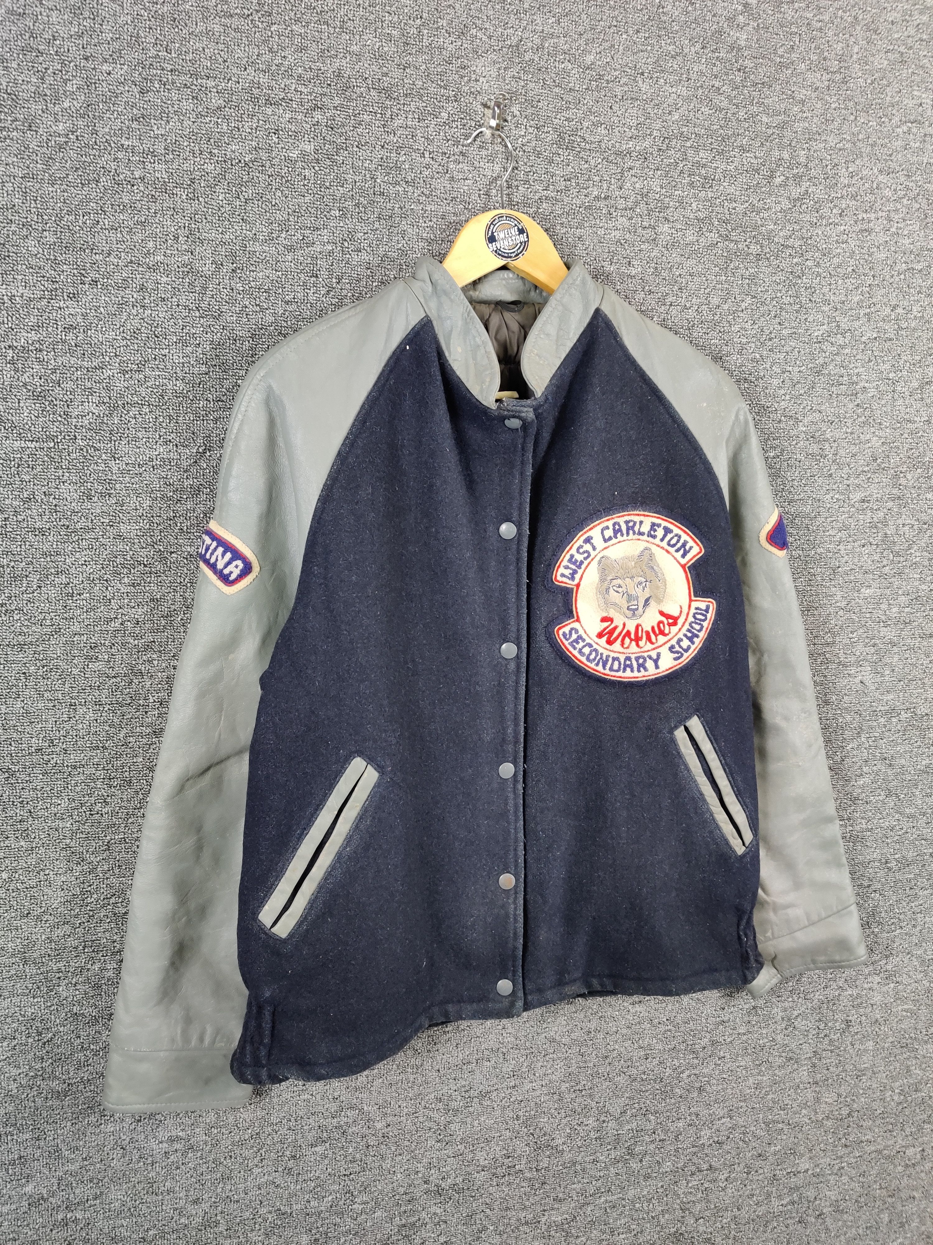 Vintage Vintage West Carleton Wool Varsity Leather Jacket Size US M / EU 48-50 / 2 - 5 Thumbnail