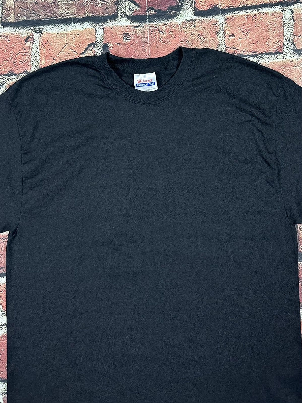 Hanes × Vintage Vintage Hanes Heavyweight 50/50 Black Blank T Shirt Y2K Size US L / EU 52-54 / 3 - 4 Thumbnail