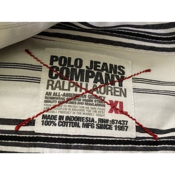 Ralph Lauren Vintage Ralph Lauren Polo Jeans White and Black Button Down Size US XL / EU 56 / 4 - 15 Thumbnail