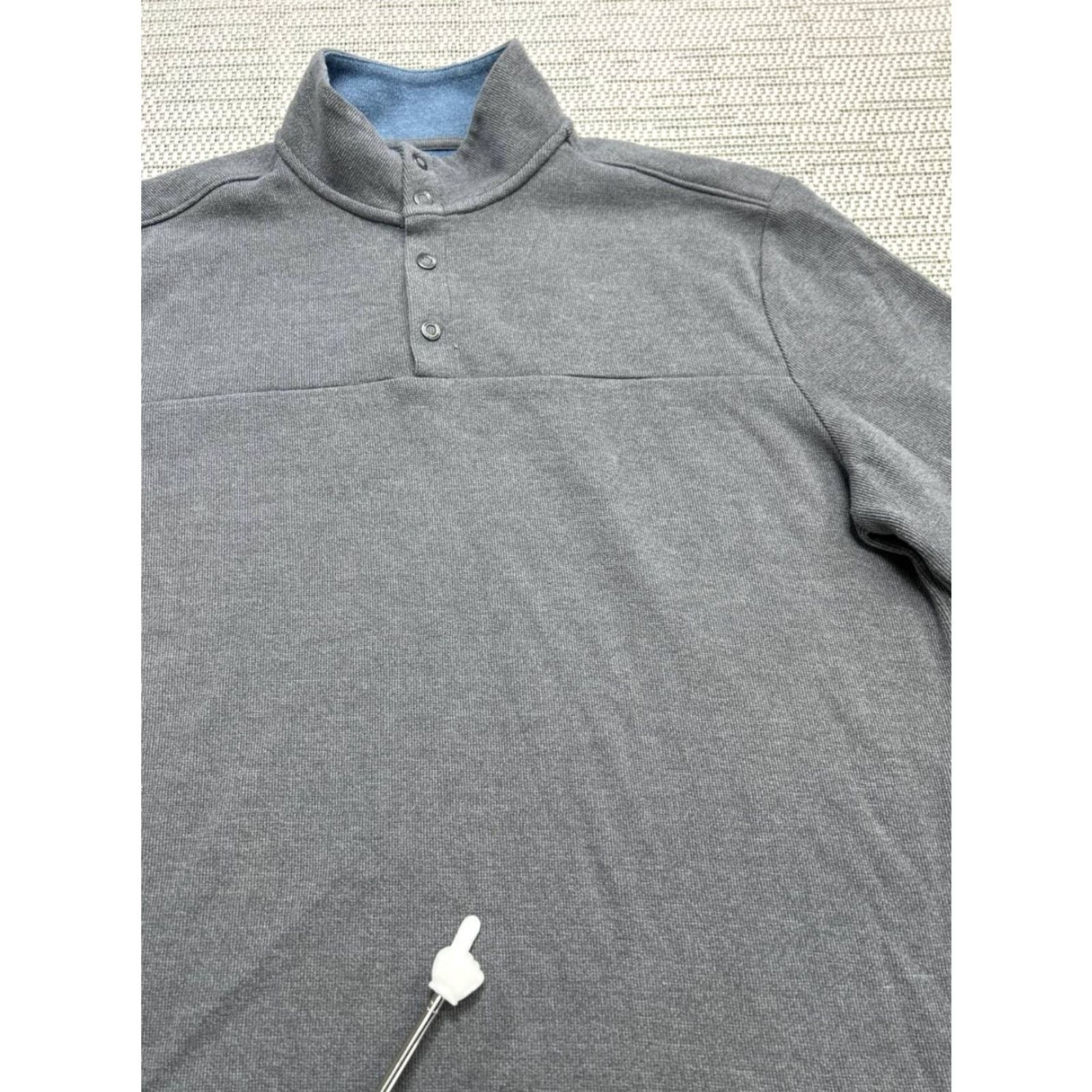 johnnie-O Johnnie-O Sweater Mens Large Gray Cotton Blend Quarter Button Pullover Knit Mock Neck Casual Golf Size US L / EU 52-54 / 3 - 5 Thumbnail