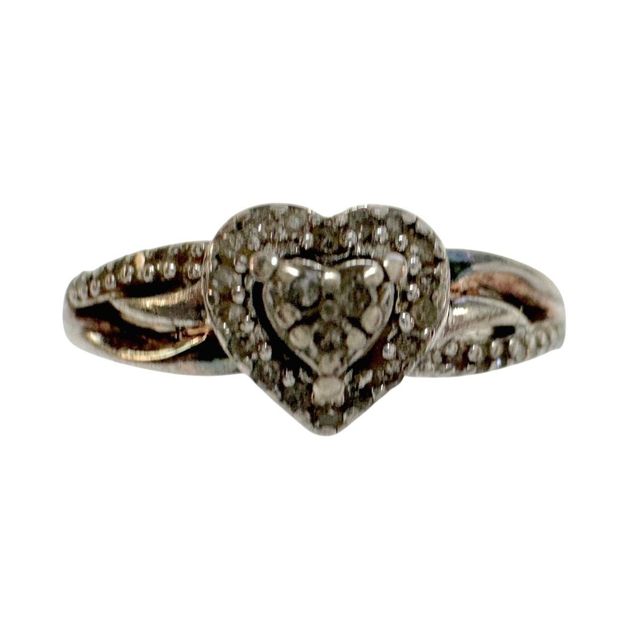 Other Pretty Sterling Silver Heart Ring with White Gemstones Sz 8 Size ONE SIZE - 4 Thumbnail