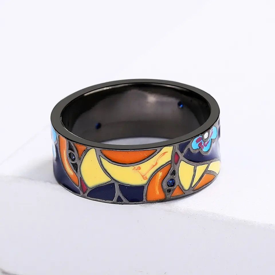 Jewelry × Vintage Blue Spinel Bird Flower Enamel Rings Size ONE SIZE - 4 Thumbnail