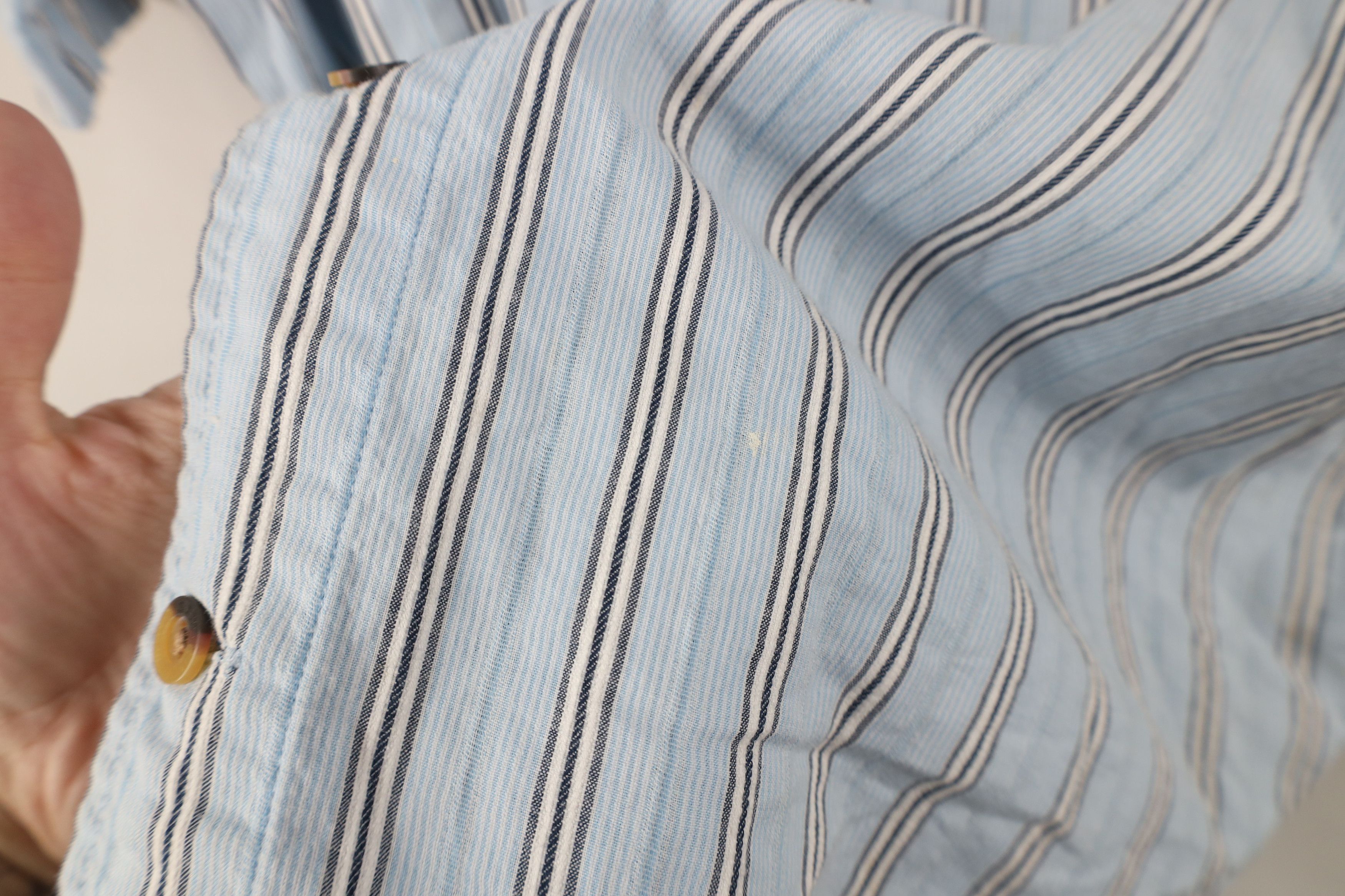 Marmot × Vintage Marmot Spell Out Striped Ribbed Short Sleeve Button Shirt Size US L / EU 52-54 / 3 - 8 Thumbnail