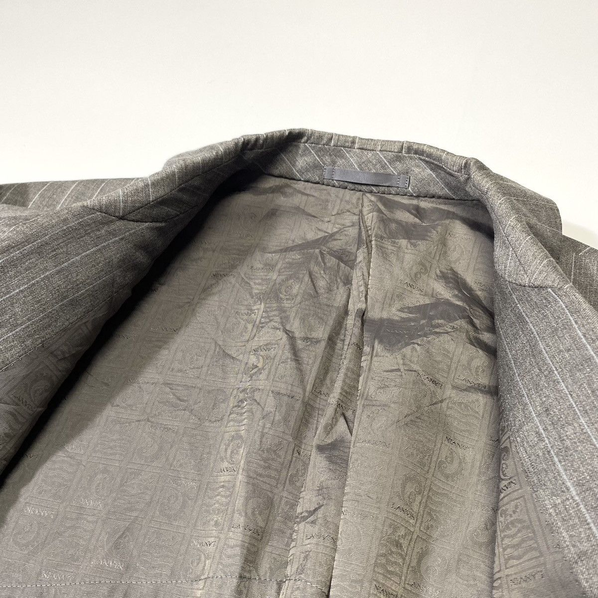 Lanvin Lanvin Paris Blazer Grey Striped Double Breasted Size 48R - 8 Thumbnail