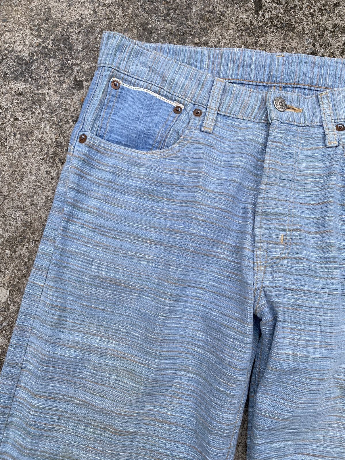 Edwin × Japanese Brand × Tornado Mart 1990s - Edwin Green Selvadge Woven Pinstripes Denim Size US 31 - 8 Thumbnail