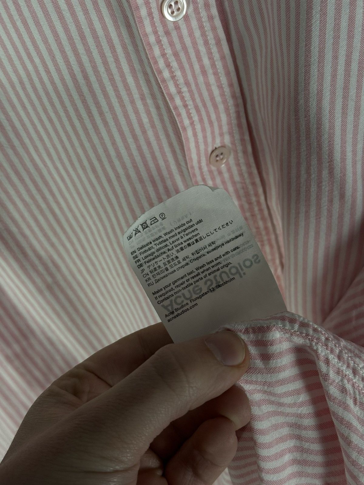 Acne Studios Acne Studios Oversized Logo Striped Lyocell Shirt Size US S / EU 44-46 / 1 - 13 Thumbnail
