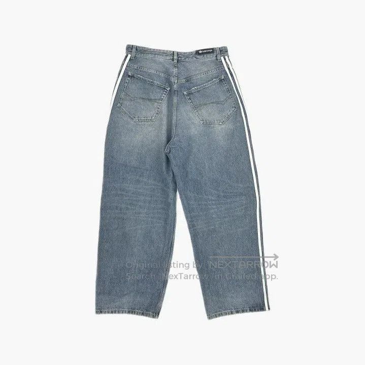 Balenciaga Balenciaga x Adidas Striped Loose Denim Pants. Size US 27 - 1 Thumbnail
