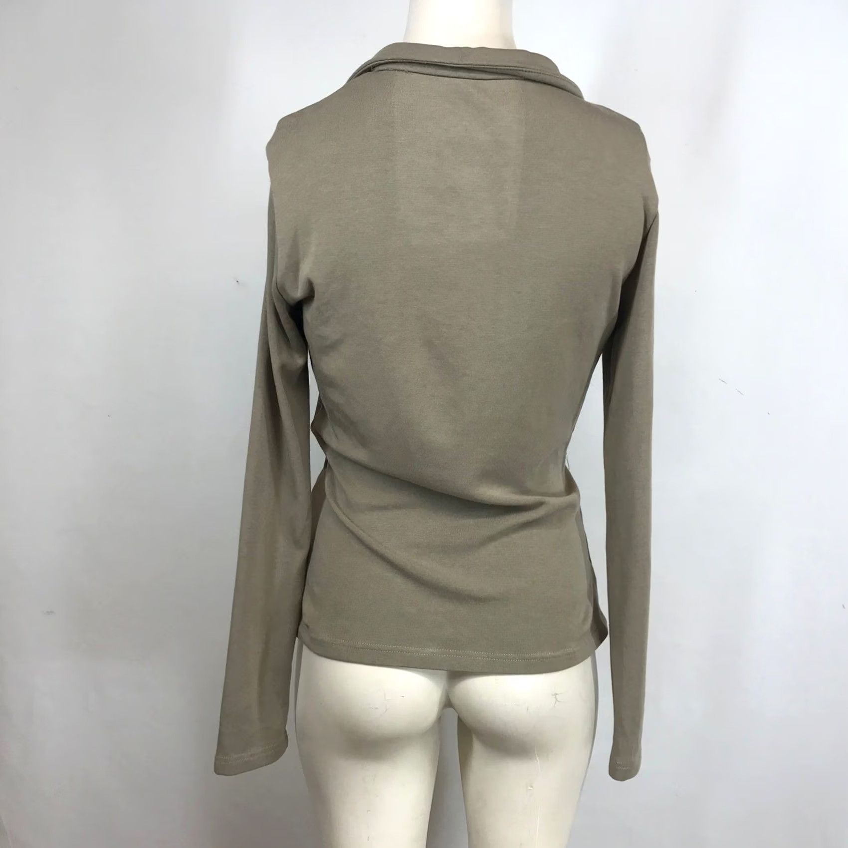 Vintage OGL Move Top Size Large Taupe Brown Wrap Front Long Sleeve Notched Lapel Size L / US 10 / IT 46 - 5 Thumbnail