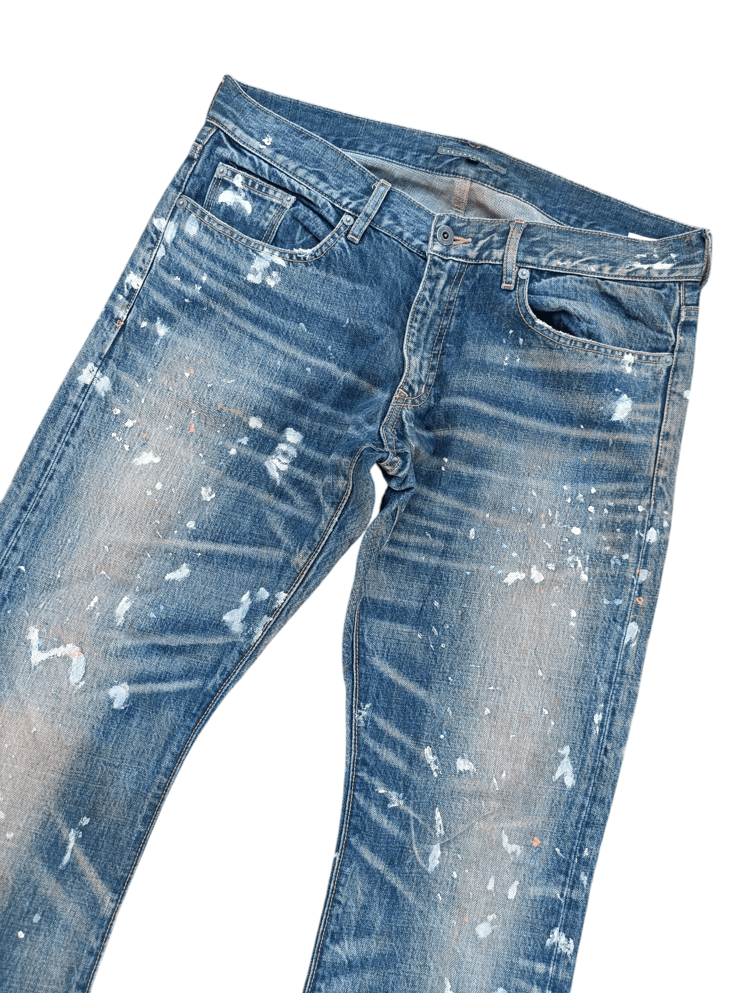 Japanese Brand × Tornado Mart RARE Japanese Brand Paint Splash Whiskers Faded Denim Jeans Size US 34 / EU 50 - 2 Thumbnail