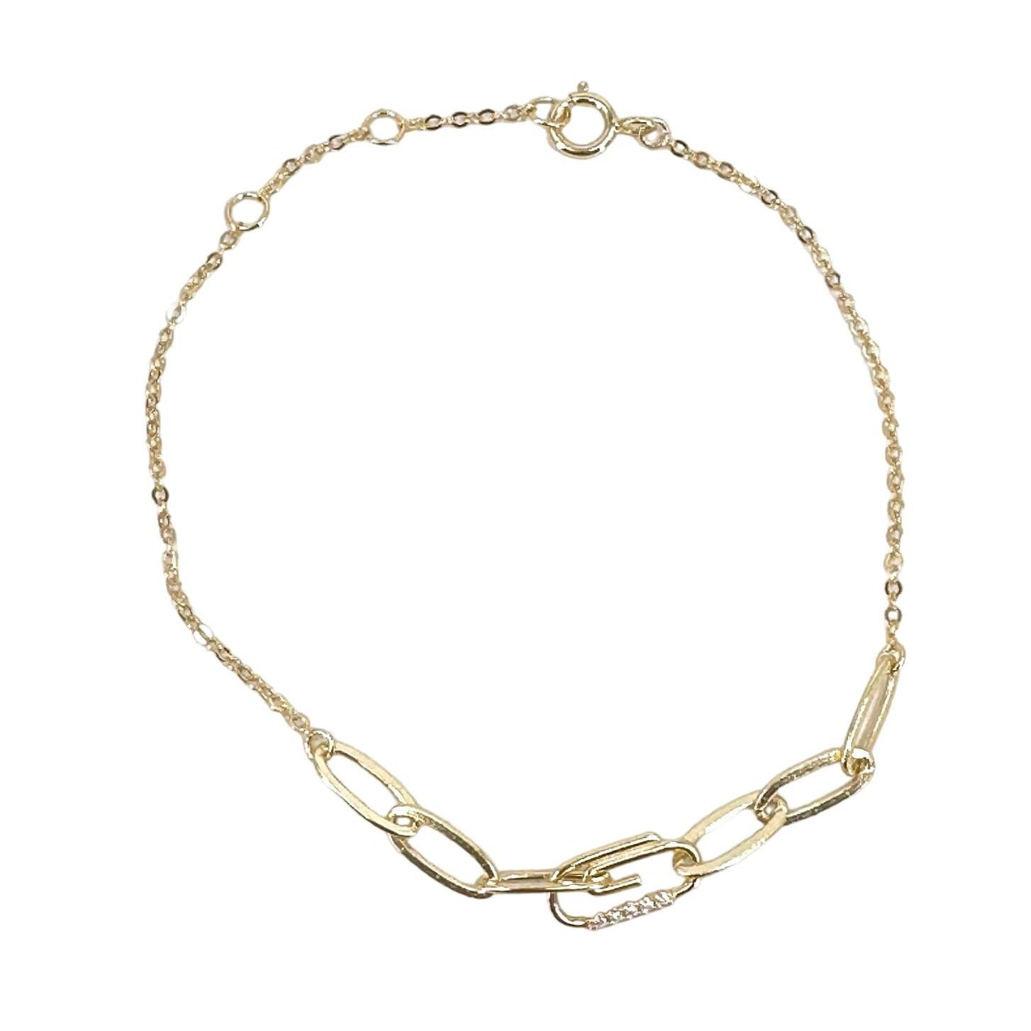 Other Adina Eden Pave Safety Pin Paperclip Bracelet 14K Plated Size ONE SIZE - 1 Thumbnail