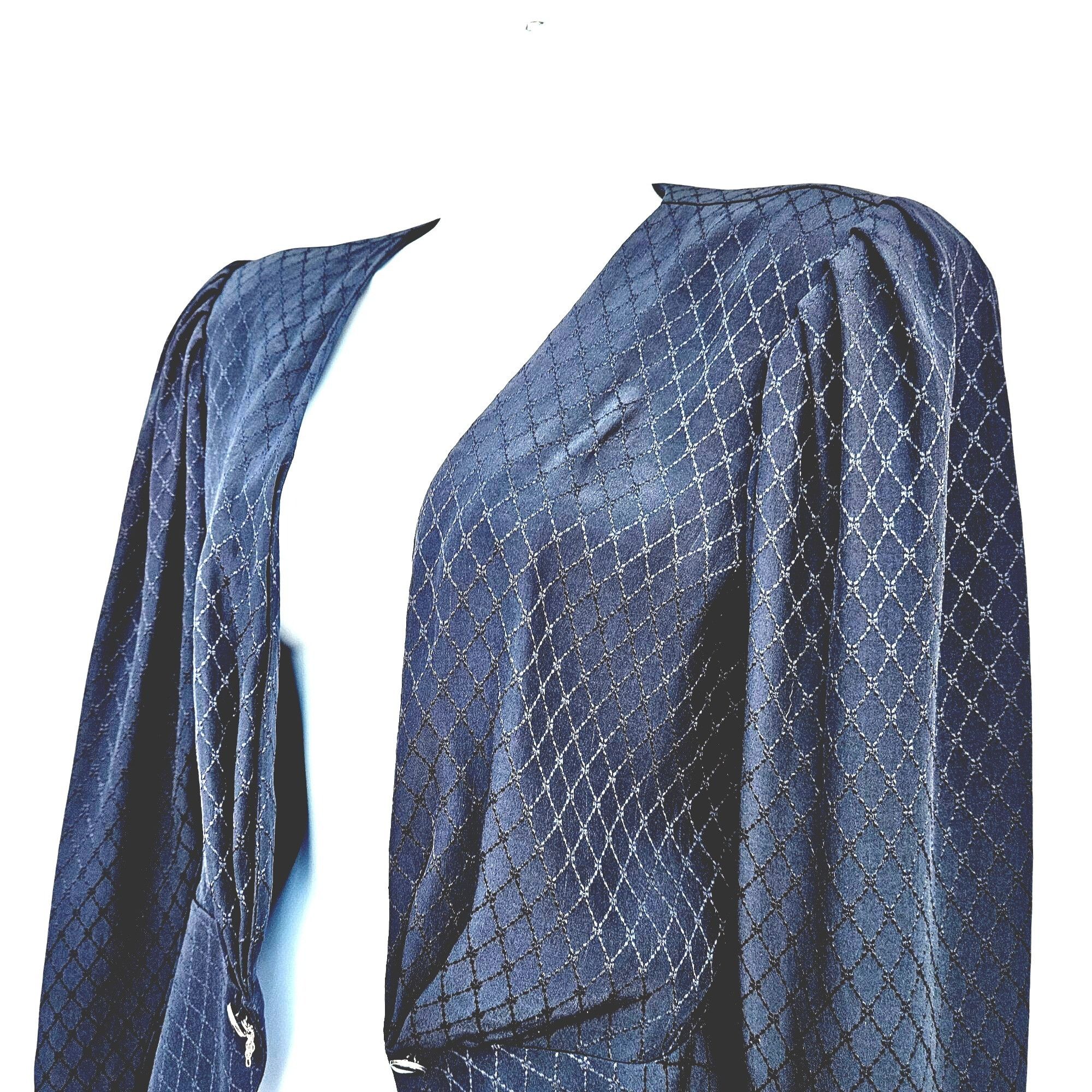 Emanuel Ungaro 1980s Emanuel Ungaro Parelle Paris Black Silk Jacquard Peplu Size S / US 4 / IT 40 - 12 Thumbnail
