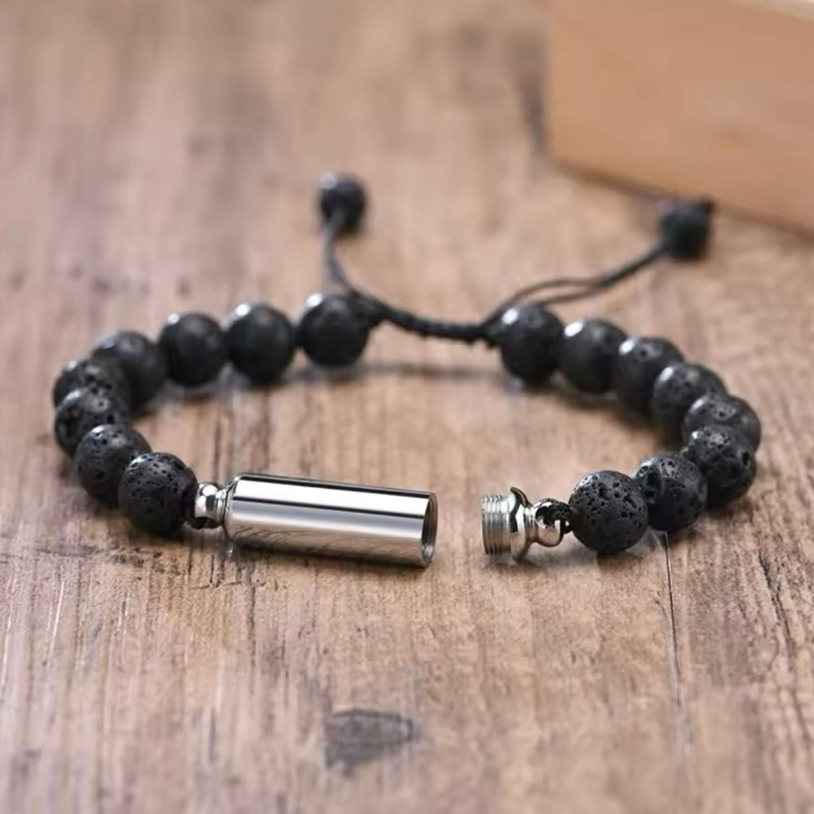 Other Lave Stone Beaded Stainless Steel Mens Bracelets Size ONE SIZE - 2 Thumbnail