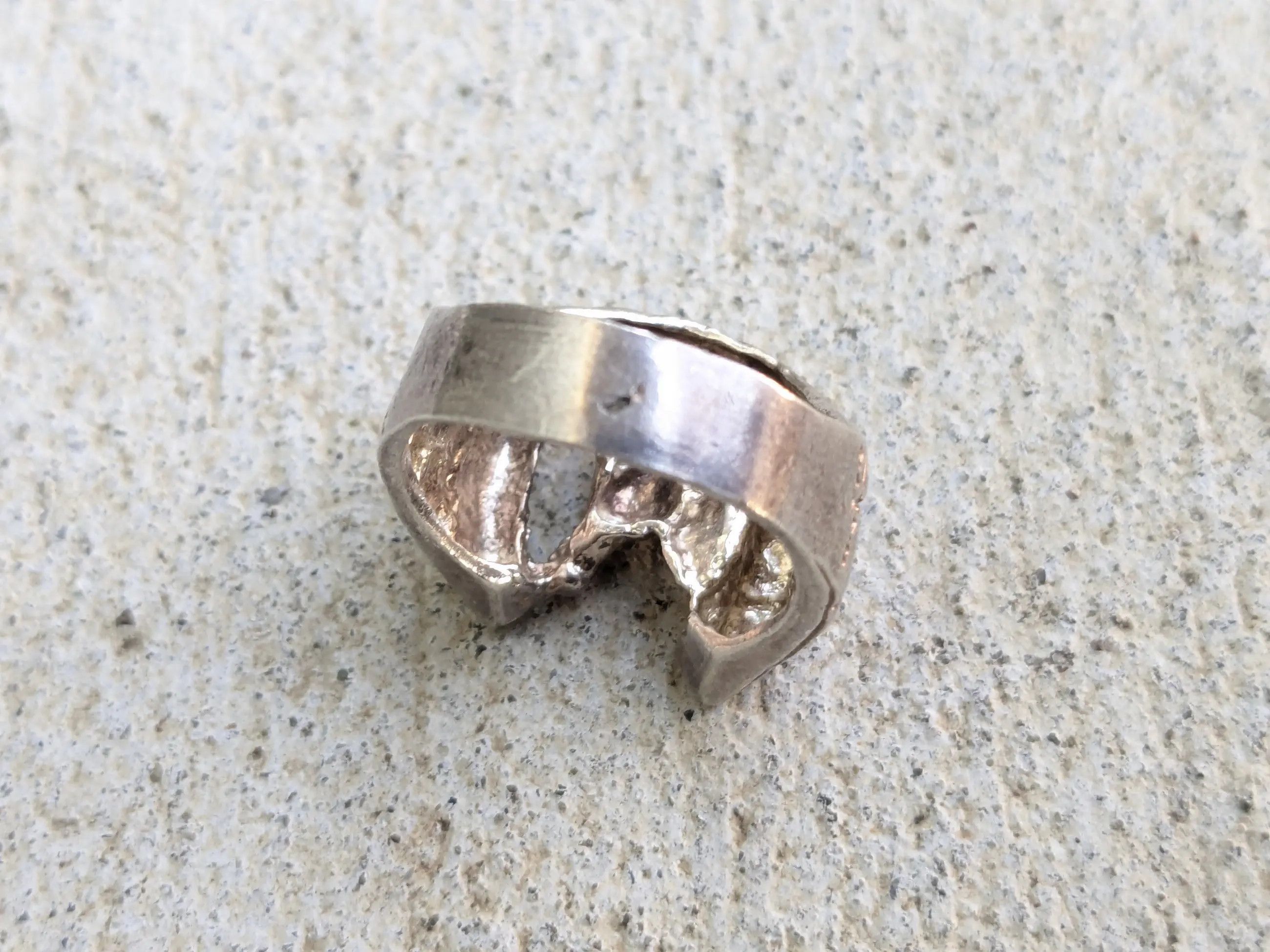 Jewelry Vintage Sterling Silver Ring Horseshoe Nugget 10.75 Size ONE SIZE - 8 Thumbnail