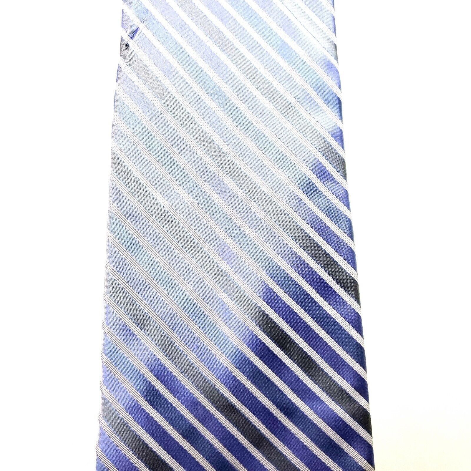 Calvin Klein Calvin Klein Silk Tie Woven Blue Striped Size ONE SIZE - 6 Thumbnail