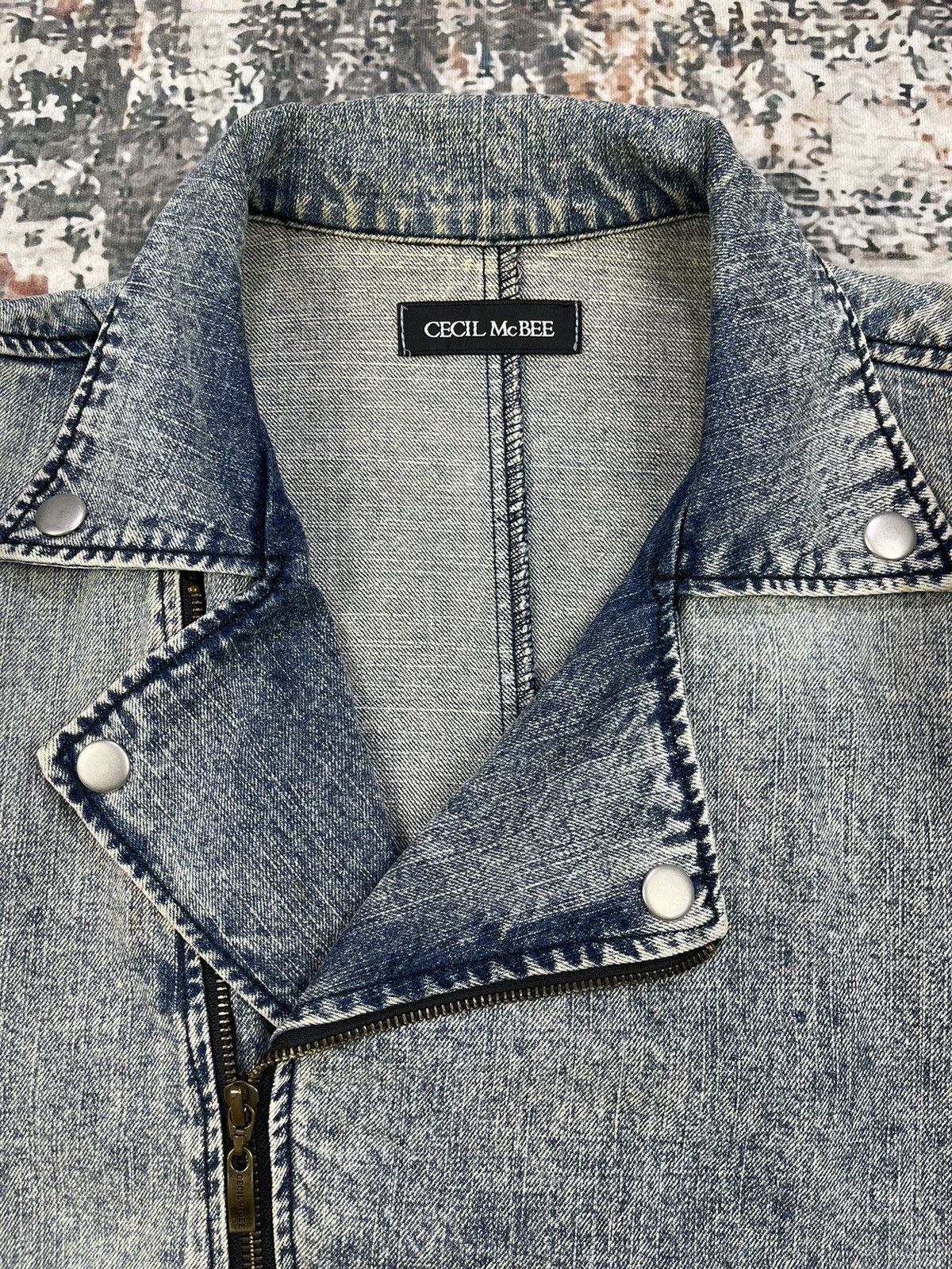 Japanese Brand Cecil McBee Washed Denim Rider Jacket Size M / US 6-8 / IT 42-44 - 5 Thumbnail