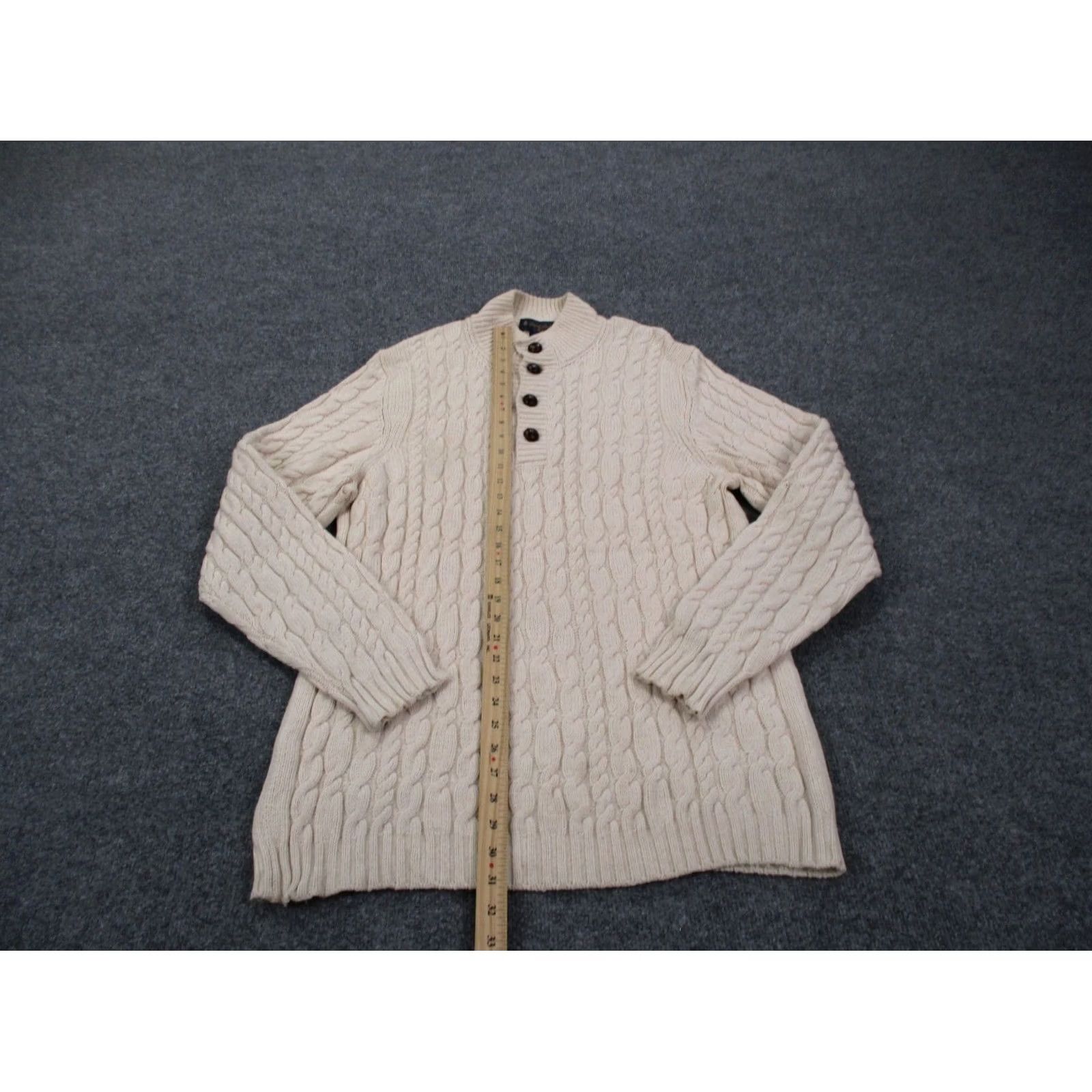Brooks Brothers Brooks Brothers Sweater Women L Beige Wool Cable Knit Relaxed Fisherman Chunky Pullover Seasonal Outdoor 90s Mens Womens Boys Girls Size L / US 10 / IT 46 - 3 Thumbnail