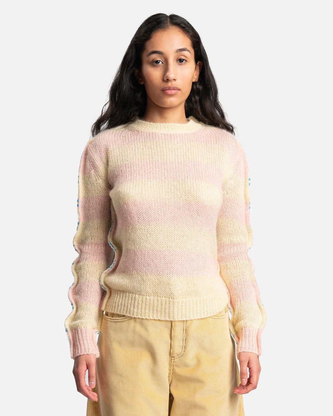 Image of Marni O1W1Db10524 Mixed Stripe Wool Sweater In Multicolor, Women's (Size 2XL)