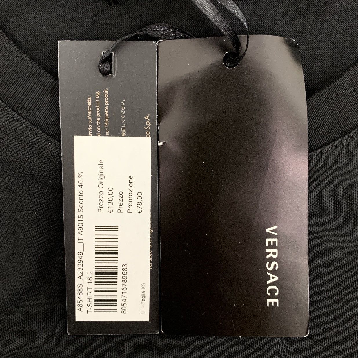 Versace Versace Black Logo Print Cotton Short Sleeve T-Shirt K26WX Size XS / US 0-2 / IT 36-38 - 9 Thumbnail