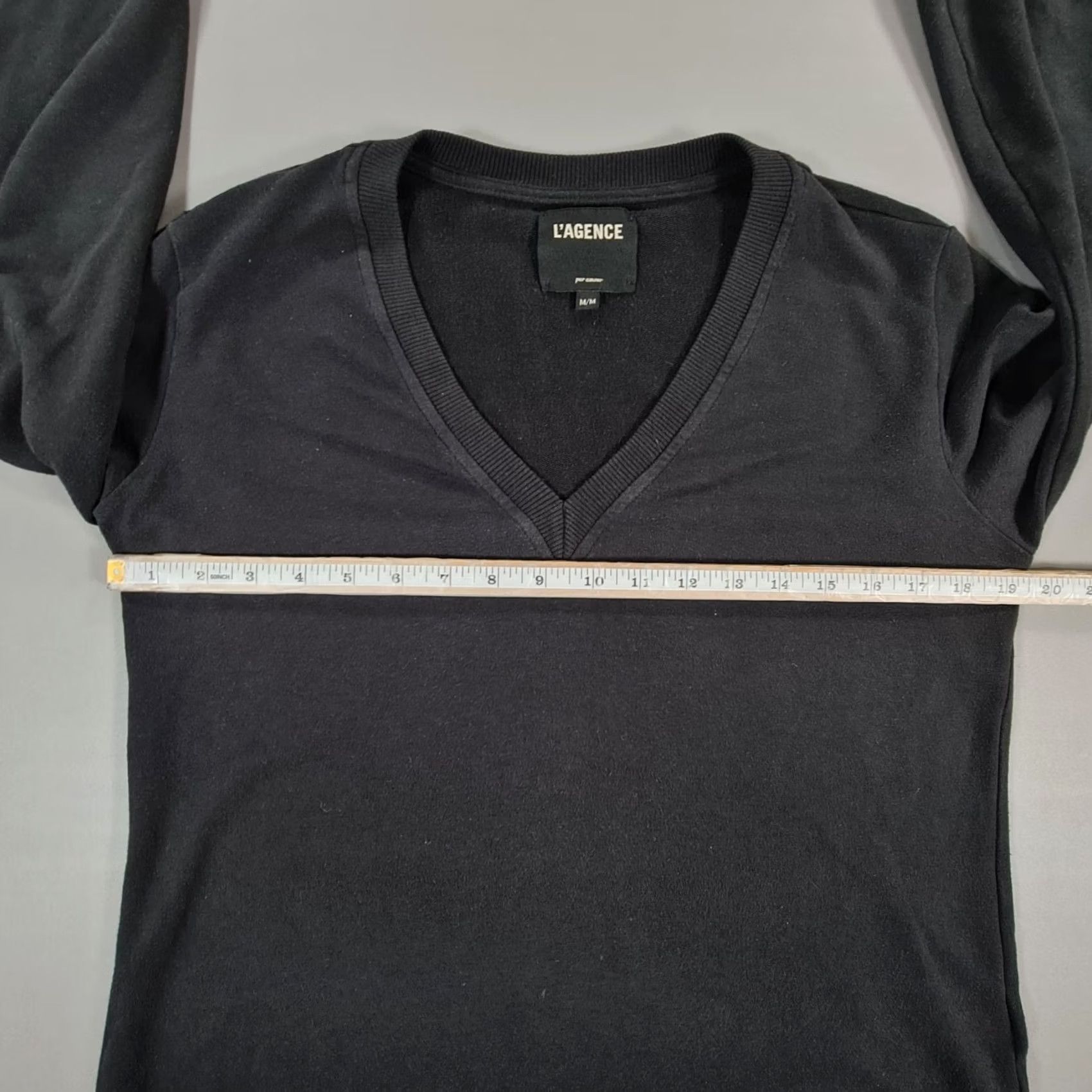 L'AGENCE L'AGENCE Jumper Womens Pullover V-Neck Black M Cotton Blend Knit Long Sleeve Made In USA Size M / US 6-8 / IT 42-44 - 5 Thumbnail