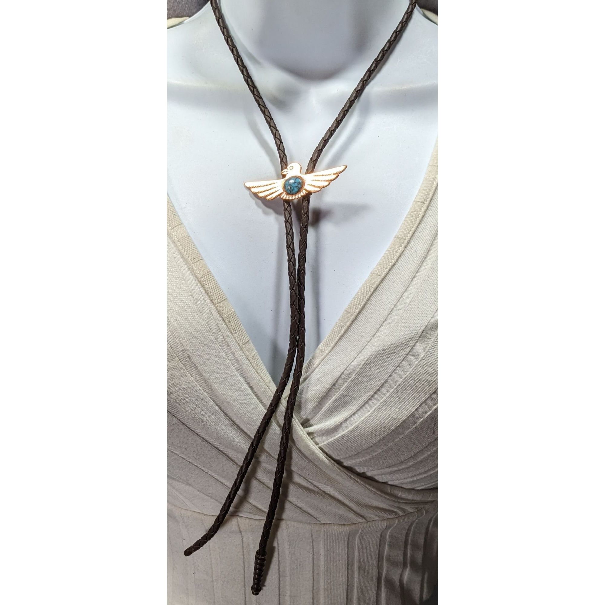 Other Vintage Copper Bird Bolo Tie With Turquoise Cabochon Size ONE SIZE - 6 Thumbnail