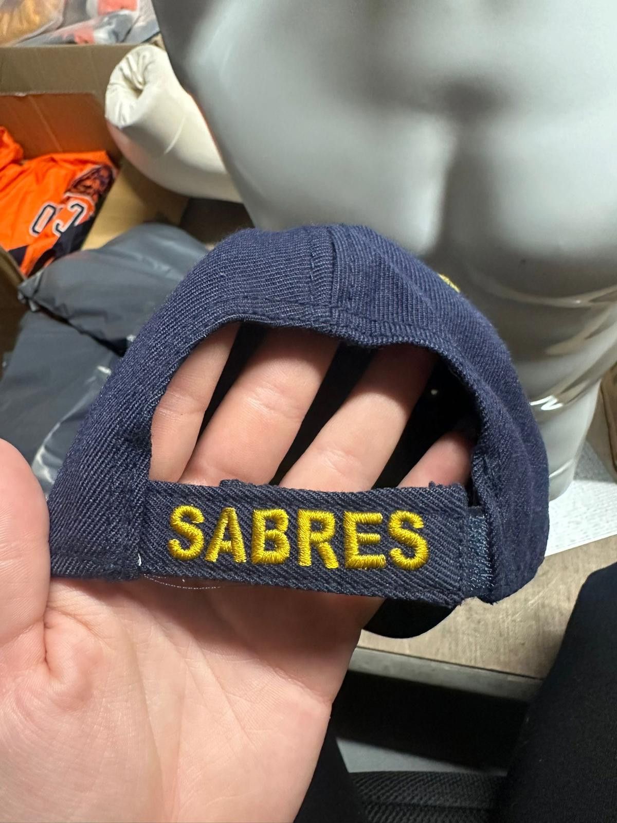 Designer Navy Blue Embroidered Baseball Cap with Yellow Detailing Size ONE SIZE - 6 Thumbnail