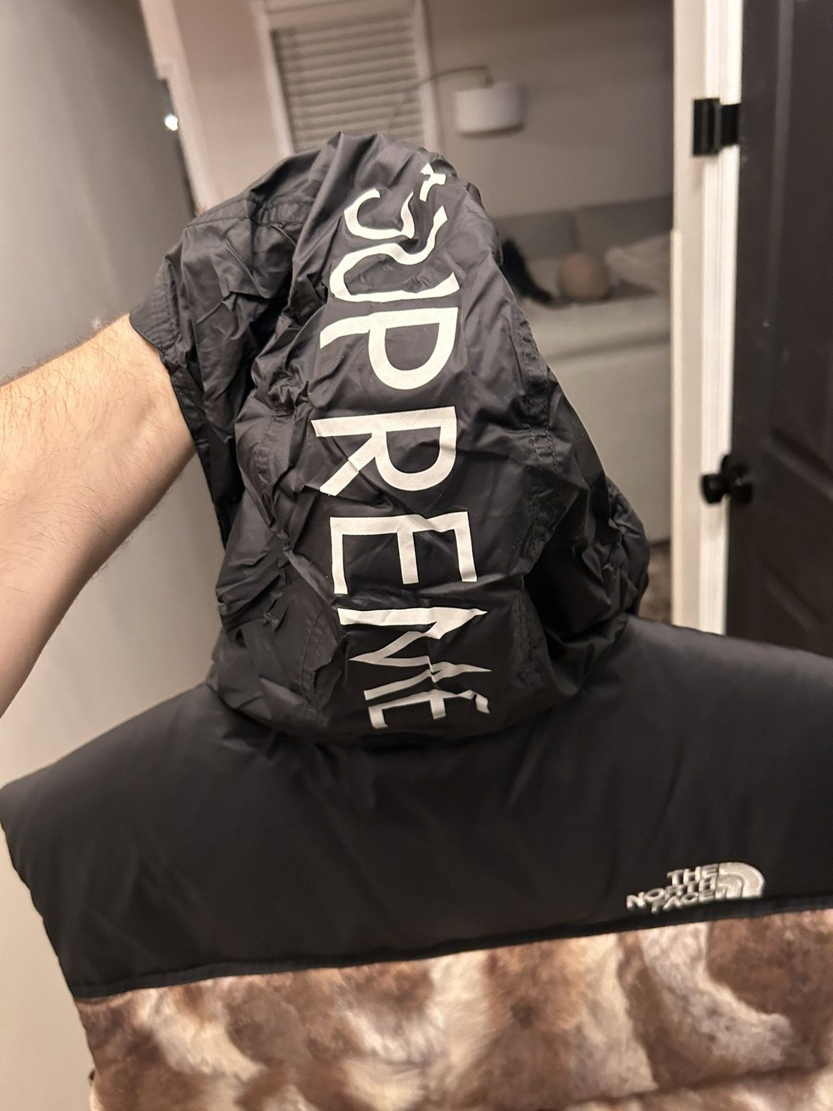 SUPREME x THE NORTH FACE Fur Print Nuptse Vest Sz L FW13