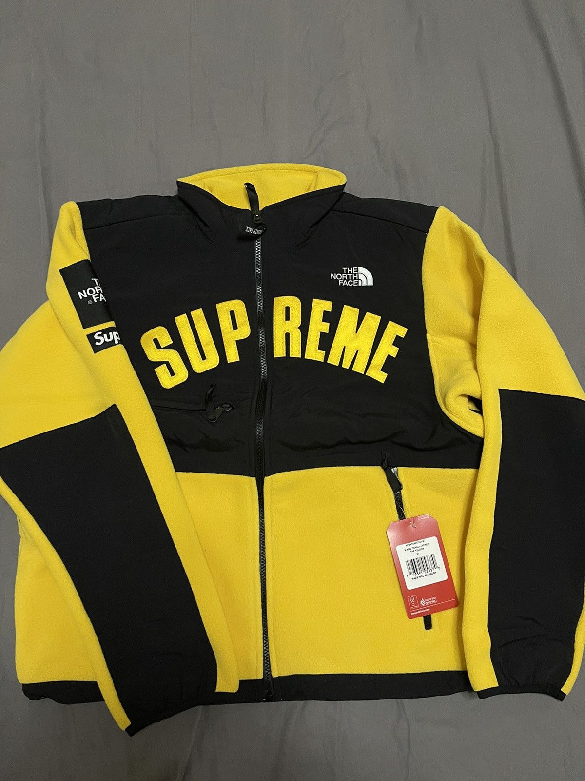 Supreme The North Face Arc Logo Denali Fleece Jacket Yellow