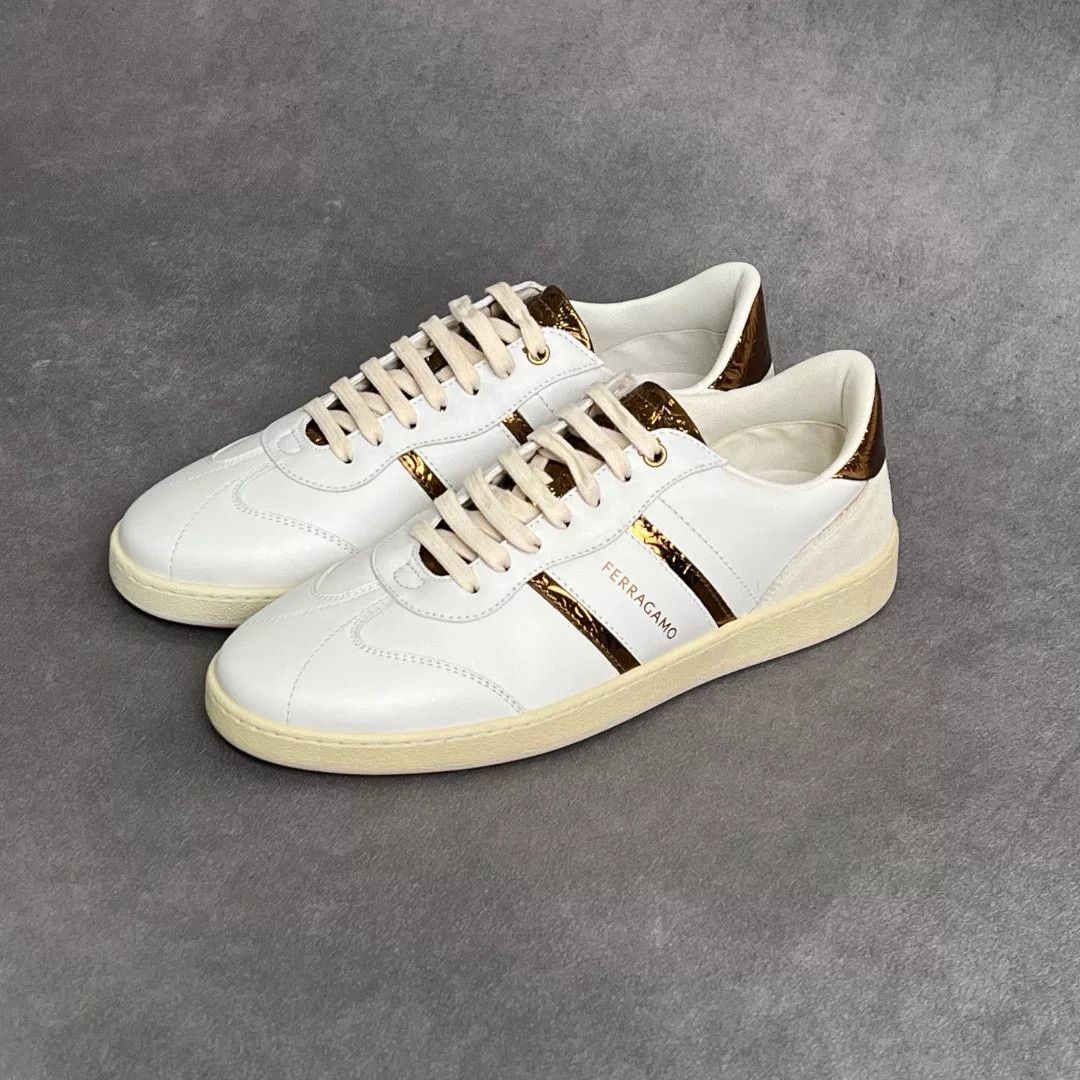 Salvatore Ferragamo Salvatore Ferragamo Leather Gold Lowtop Sneakers 6.5 Men Size US 6.5 / EU 39-40 - 1 Thumbnail