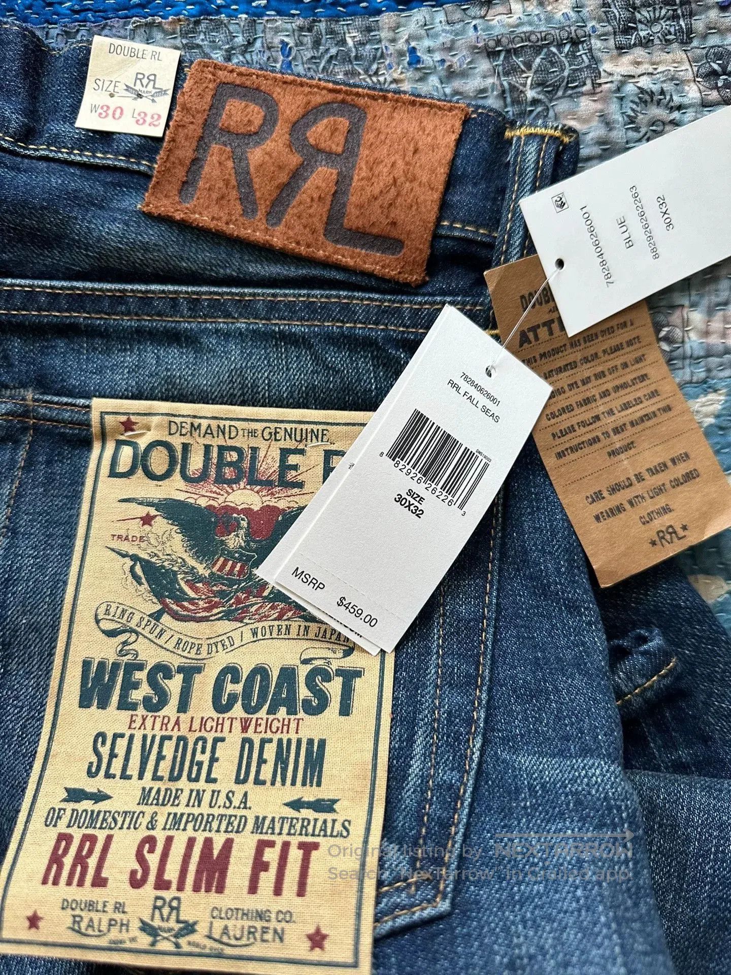 RRL Ralph Lauren rrl slim fit distressed denim jeans. Size US 30 / EU 46 - 3 Thumbnail