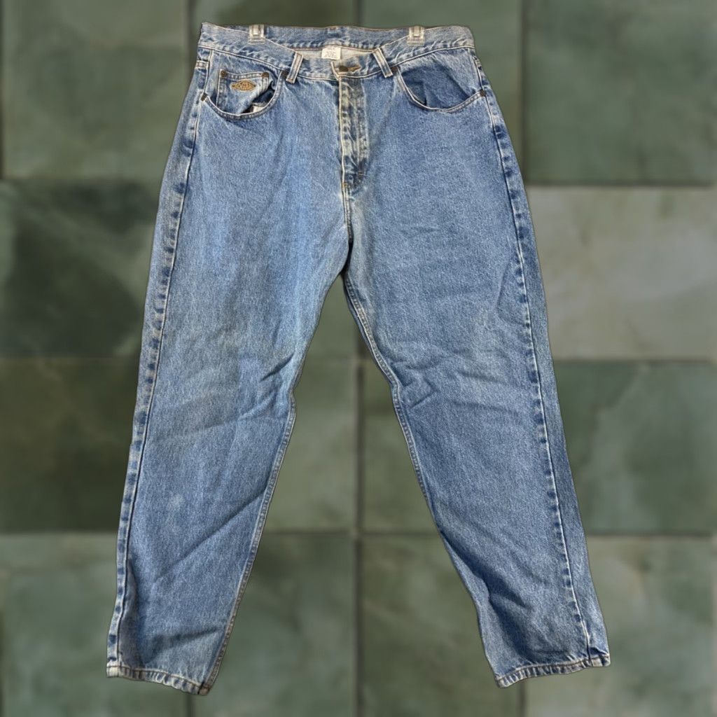 Vintage Bogari Jeans Mens 40 x 30 90s Designer Vintage Blue Denim 5-Pocket Straight Regular Cotton Logo Studded Top Quality Shirt Size US 40 / EU 56 - 1 Thumbnail