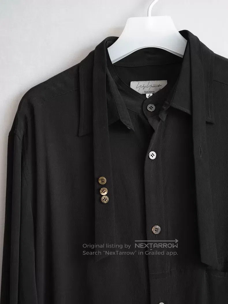 Yohji Yamamoto Yohji Yamamoto 24AW double collar ribbon silk shirt| Size US XL / EU 56 / 4 - 4 Thumbnail