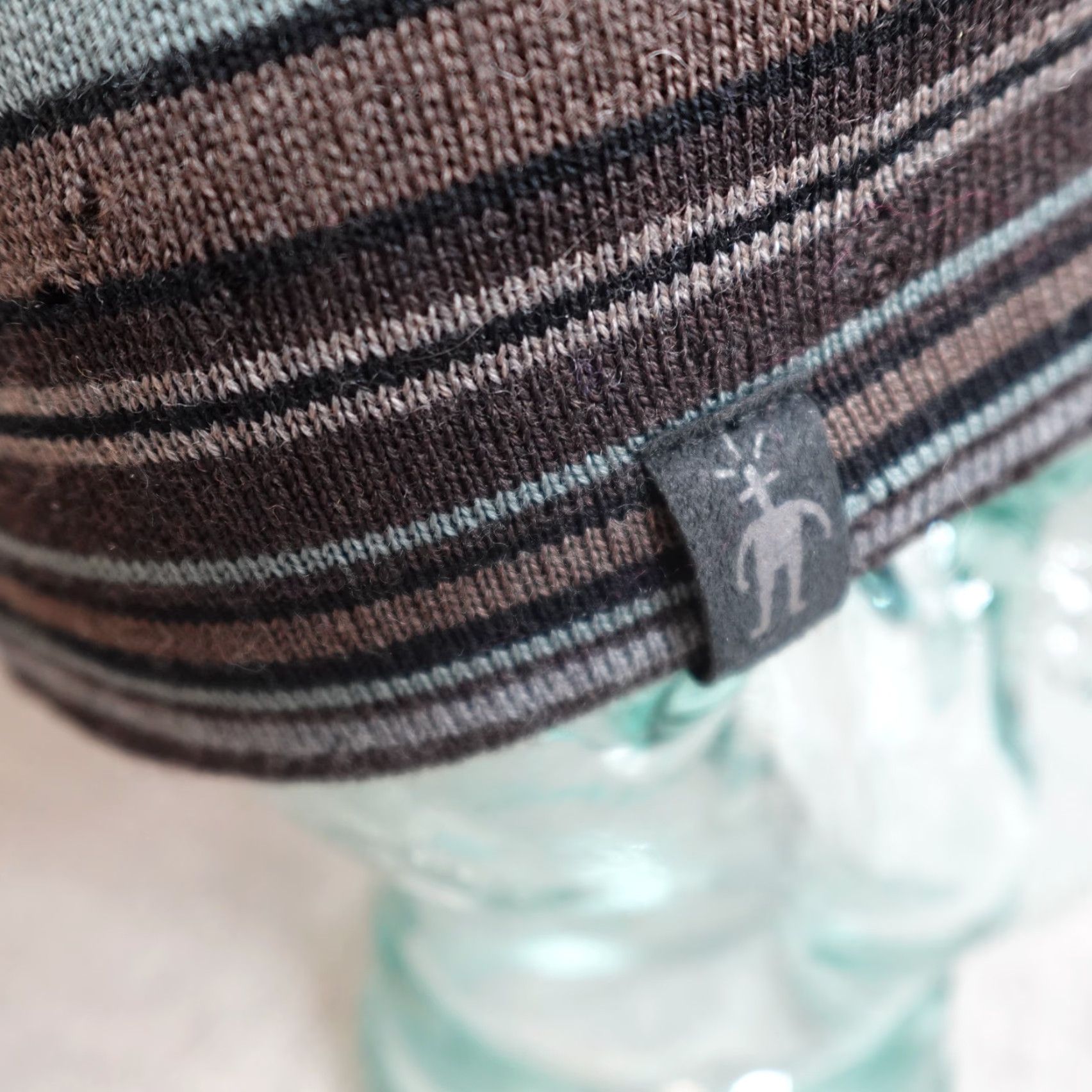 Smartwool SmartWool Womens Beanie OS Brown Striped 100% Merino Wool Made in Canada Womens Winter Knit Logo Glove? Size ONE SIZE - 2 Thumbnail