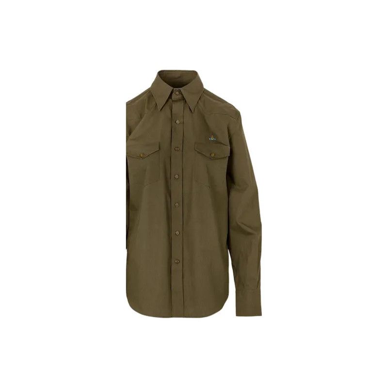 Vivienne Westwood o1y0525 Logo Solid Color Shirt in Military Green Size US S / EU 44-46 / 1 - 2 Thumbnail