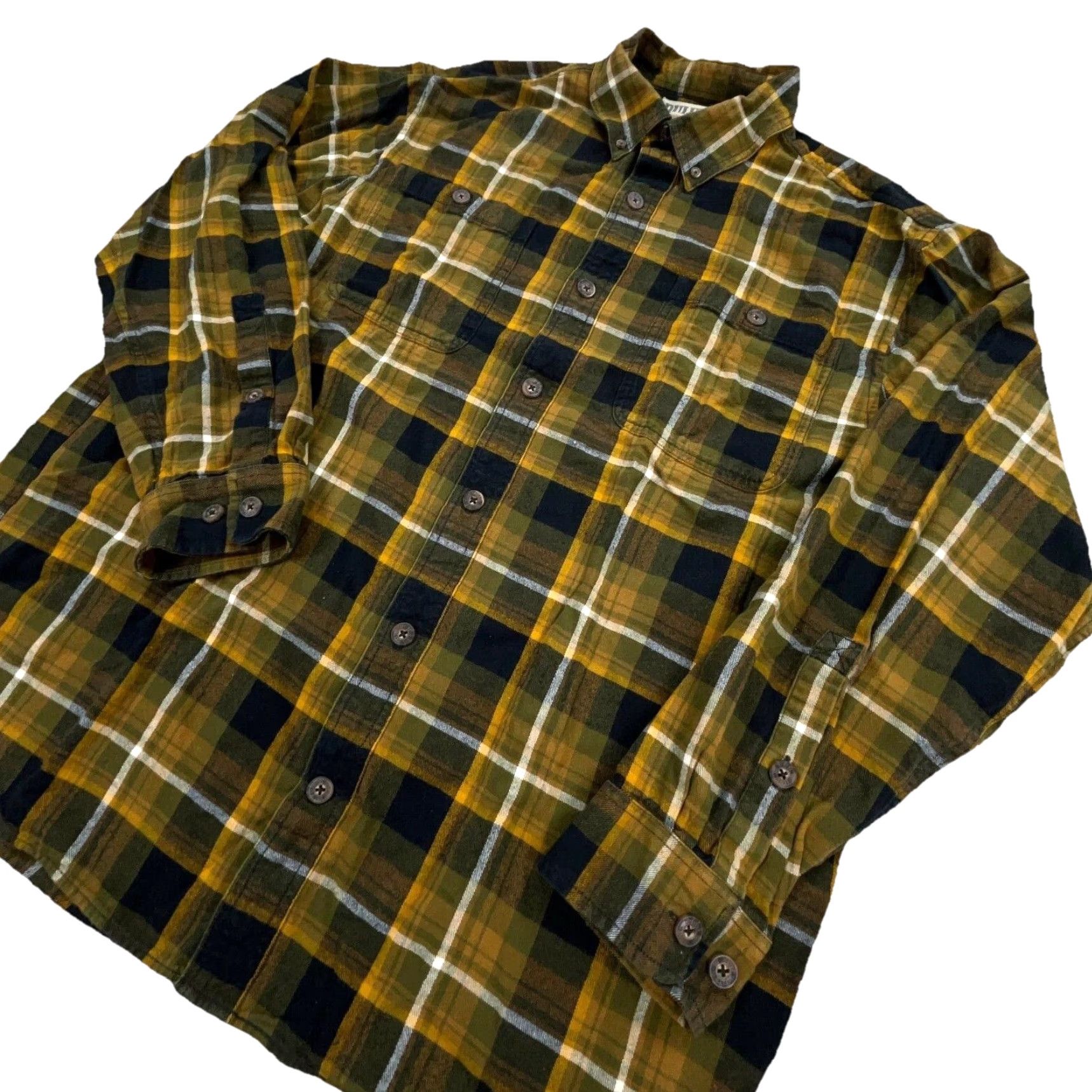 Vintage Duluth Trading Shirt Men Large Yellow Plaid Flannel Button-Up Relaxed Fit Western Cowboy Mens Size US L / EU 52-54 / 3 - 2 Thumbnail