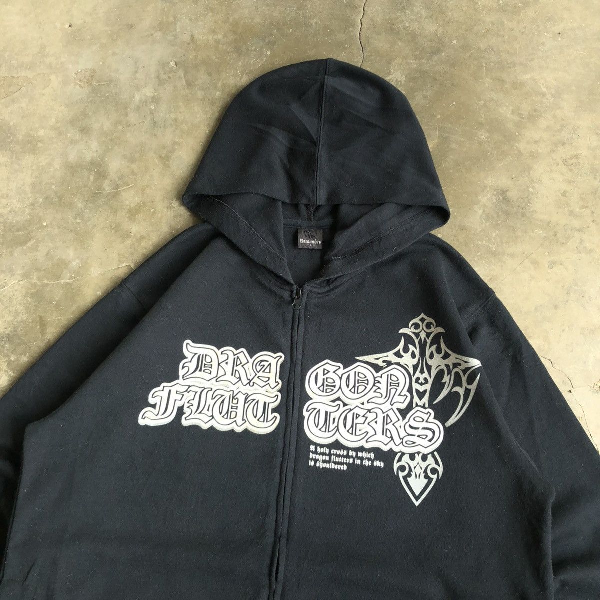 20471120 2000s Beaumere Dagger Poem Grunge Punk Style Ziphoodie Black Size US L / EU 52-54 / 3 - 3 Thumbnail