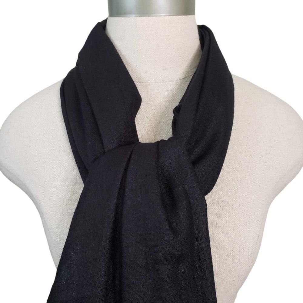 Designer CT847 Black Unisex Fringed Scarf/Wrap Size ONE SIZE - 2 Thumbnail