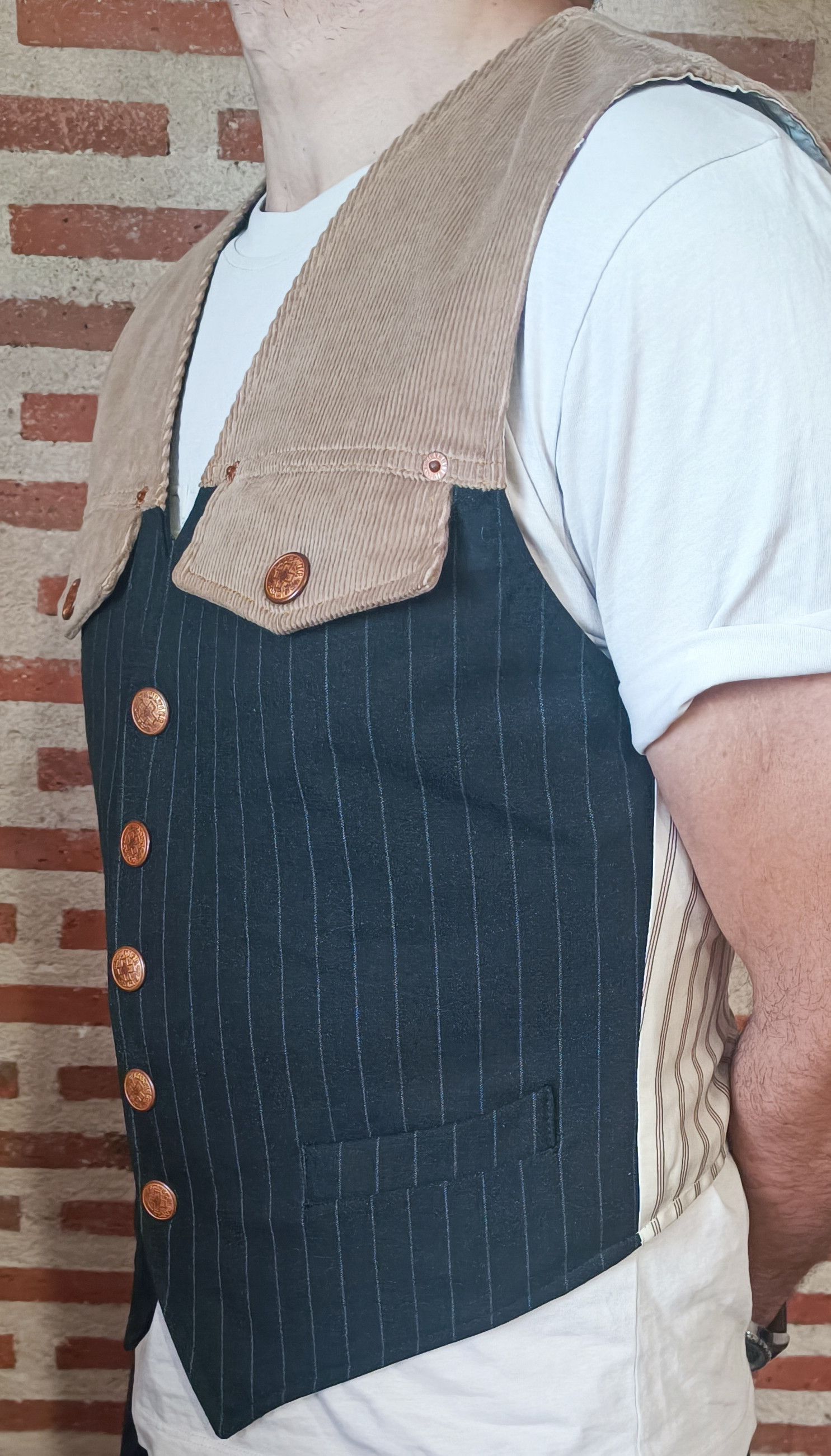 Jean Paul Gaultier 90's - Vest in courdoy and dark gray with stripes Size US S / EU 44-46 / 1 - 22 Thumbnail